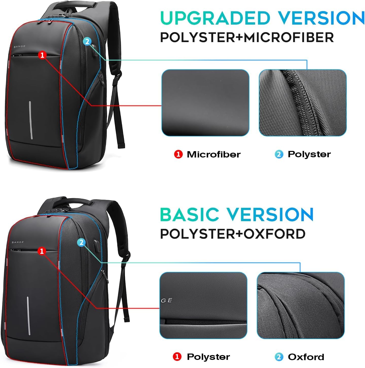 BANGE Minimalist Laptop Backpack with Anti-Theft Buckle, TSA-Approved for Air Travel, Lightweight Carry-On Backpack for Men & Women - Perfect for Work, School & Travel