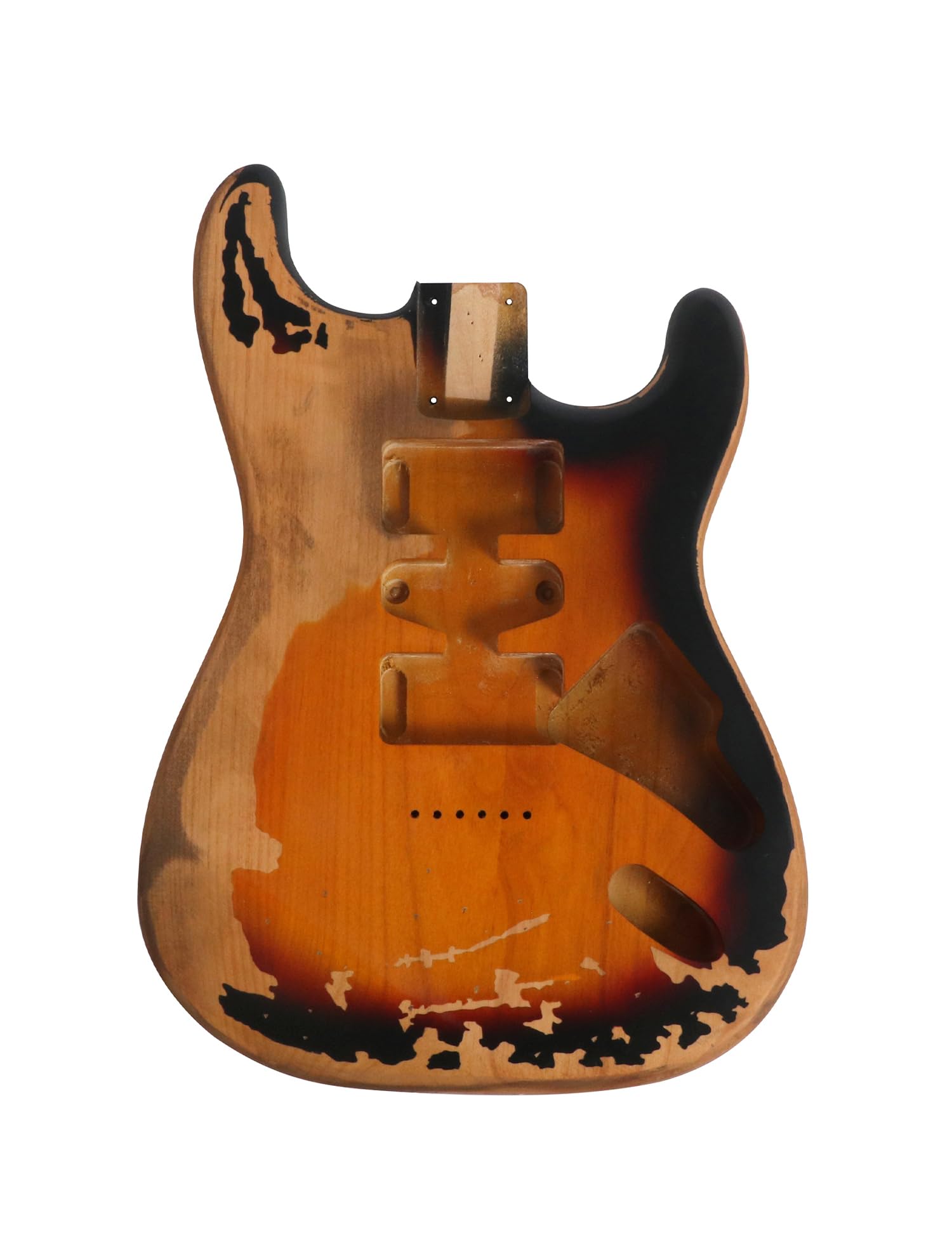 Vintage Relic Electric Guitar Body - ST Style Nitro Finish Alder Wood DIY Guitar Kit with HSH Pickup Configuration in 3-Tone Sunburst | Perfect for Custom Builds, Home Studios & Professional Performances