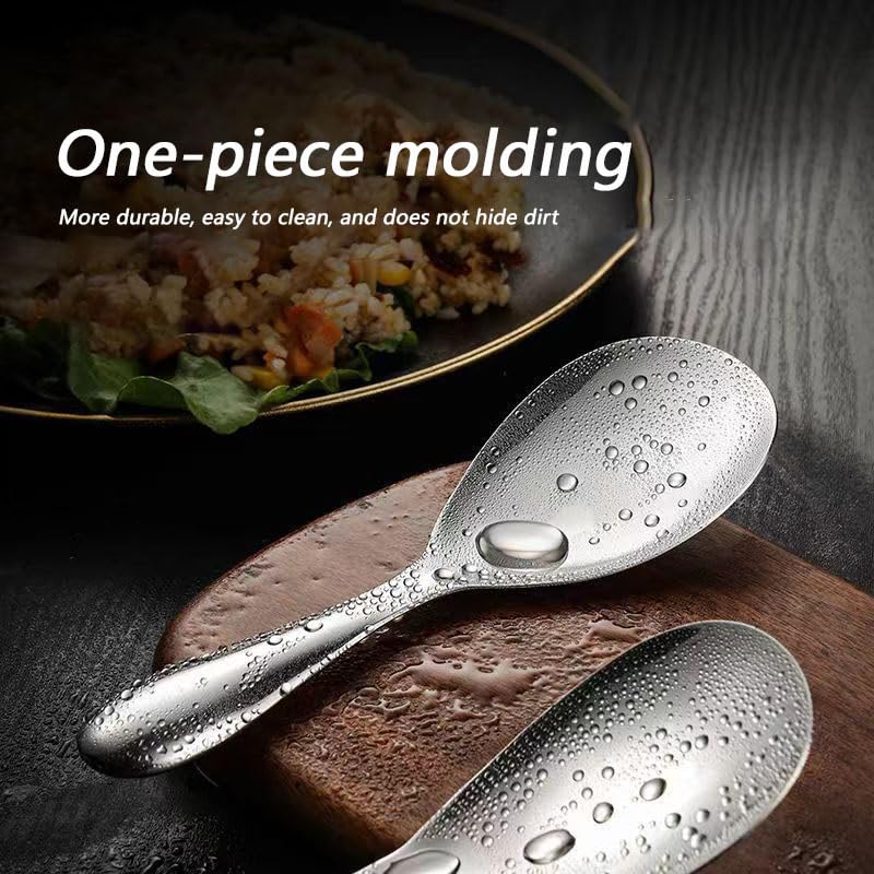 Premium Stainless Steel Non-Stick Rice Spoon Set - 4pcs Durable Rice Cooker Paddle & Serving Utensil for Korean Dishes, Perfect for Rice, Soup & Stir Fry - Ideal for Home Kitchen & Restaurant Use (Model CX-47)