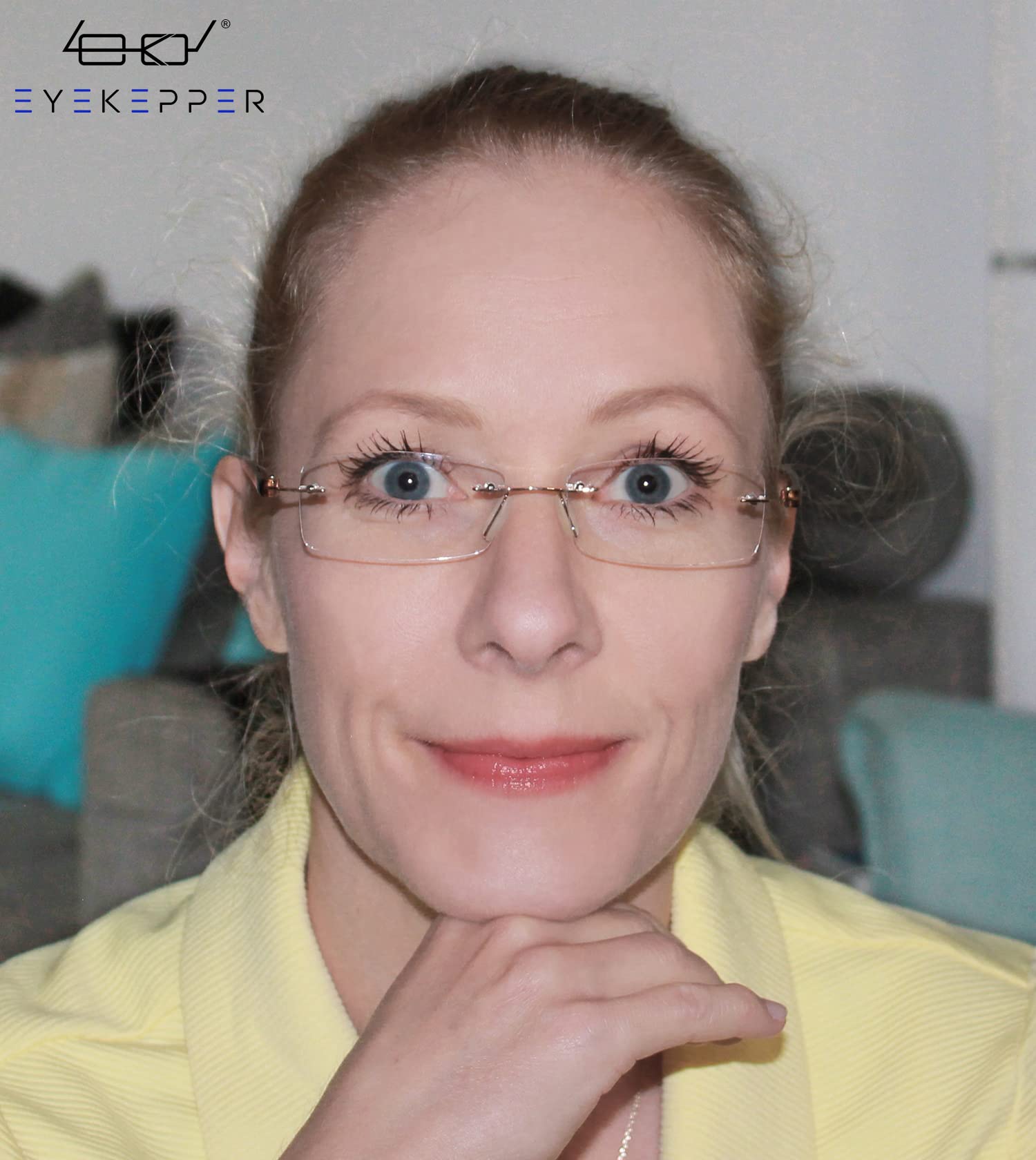 Eyekepper Rimless Reading Glasses for Men & Women - Small Lens Readers for Computer, Office, and Daily Use
