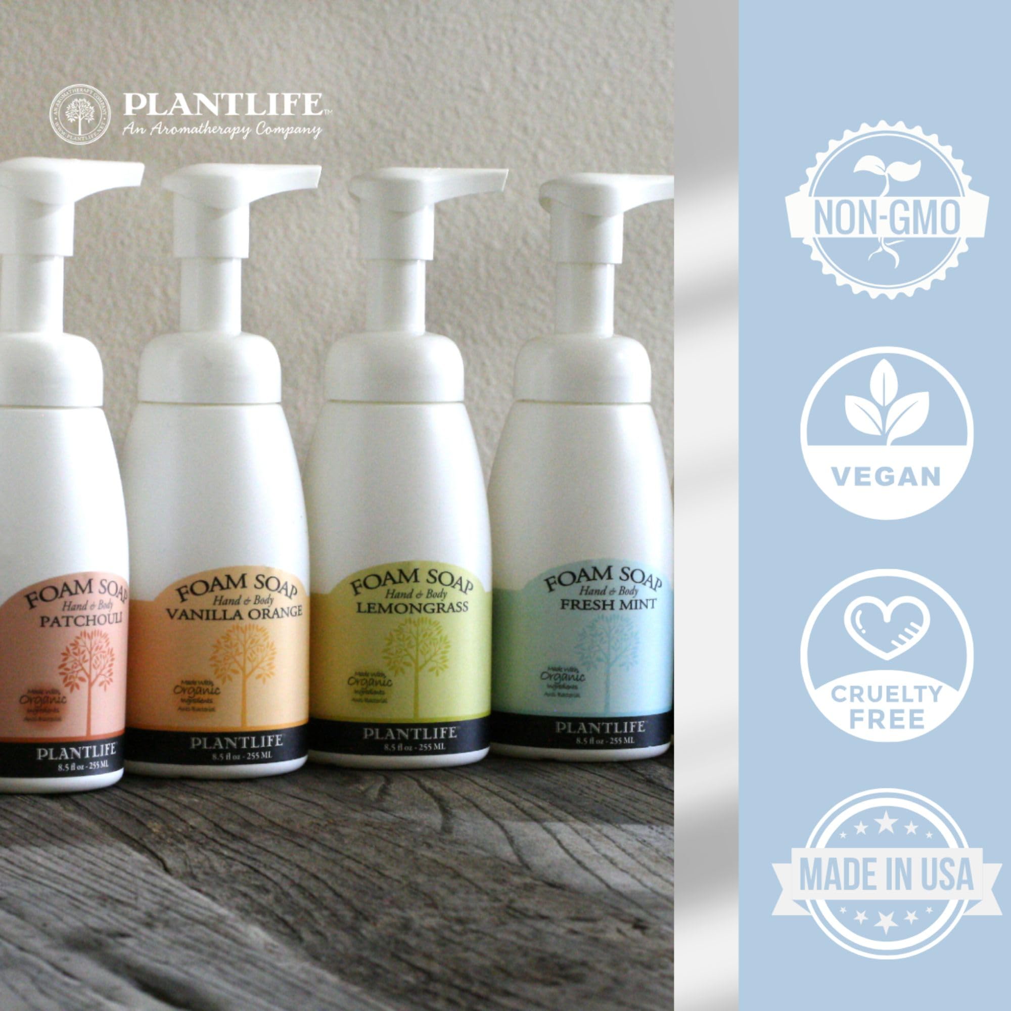 Plantlife Vanilla Orange Foam Soap Value Set - Natural, Moisturizing Plant-Based Hand & Body Wash for All Skin Types - Gentle Shaving Cream & Kids Bath Time Fun (8.5-16 oz) | Perfect for Home, Office & Travel Use