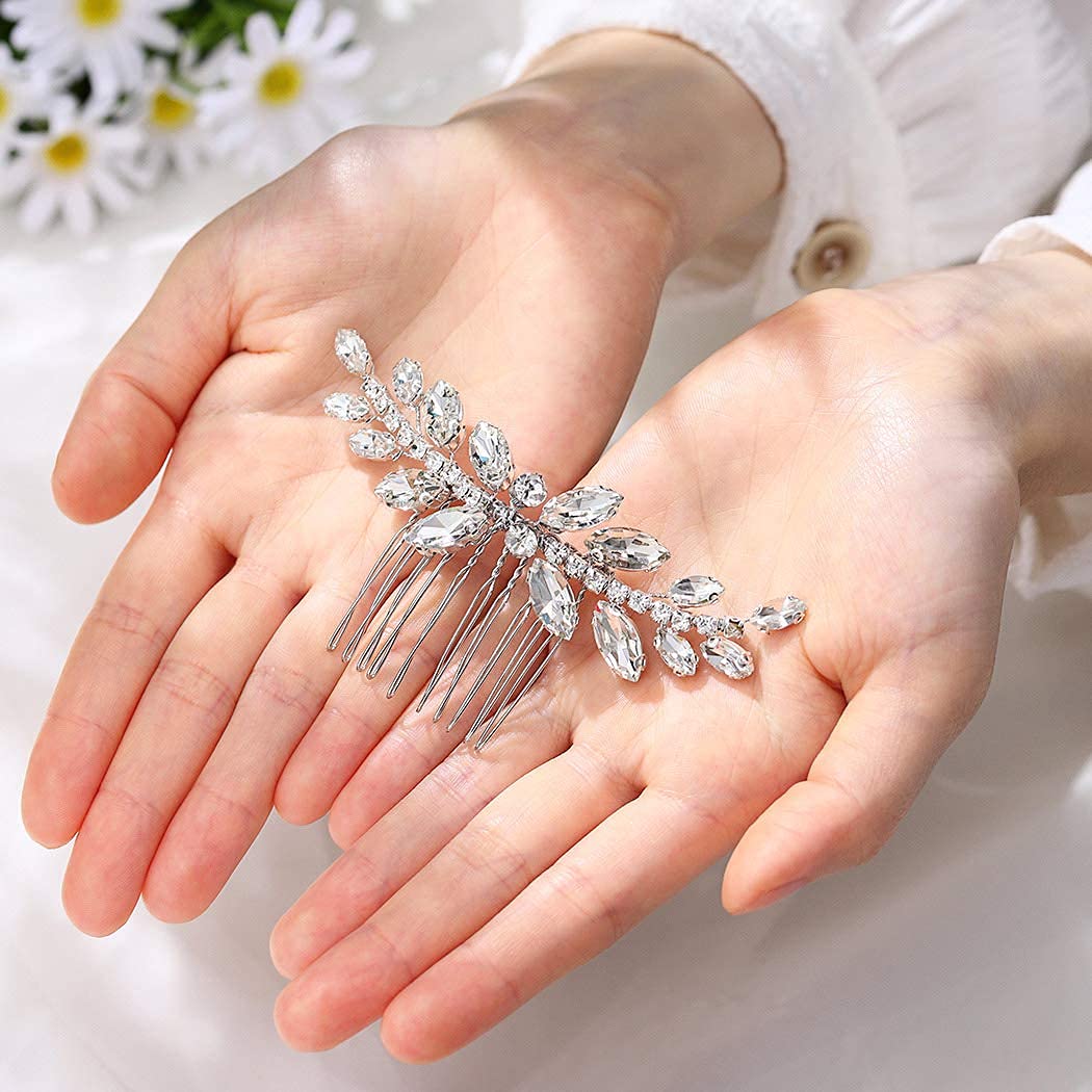Sparkling Rhinestone Wedding Hair Comb - Crystal Bridal Hair Accessory for Women (Silver) | Perfect for Brides, Prom, Evening Gala & Special Occasions