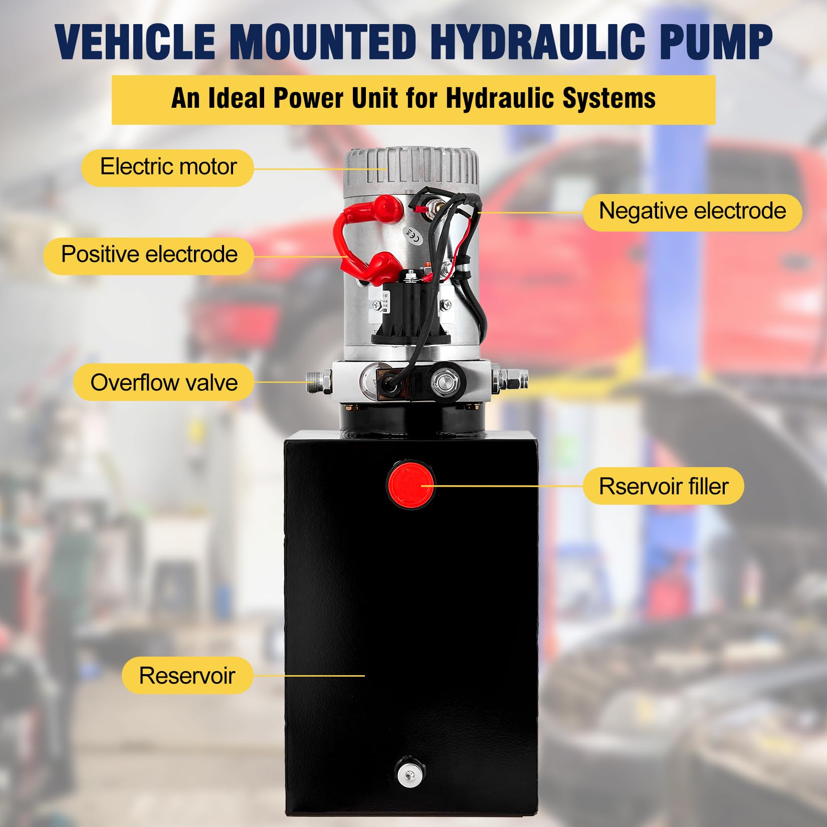 **12V Hydraulic Power Unit 13 Quart - Single Phase Car Lift Hydraulic Pump with 12L Steel Tank for Auto Repair & Garage Use**    **Use Cases:** Ideal for car lifts, automotive repair shops, garage maintenance, and vehicle servicing.
