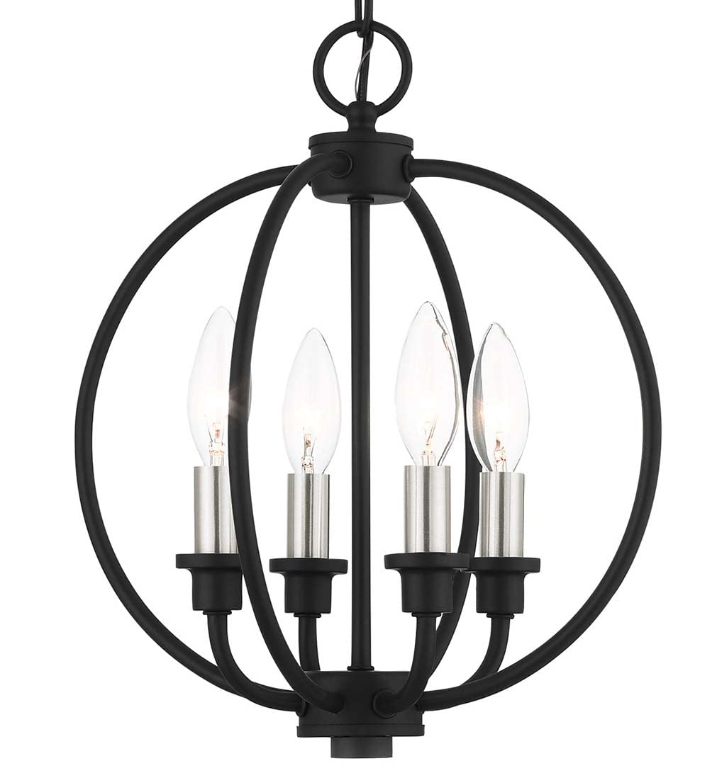 Livex Lighting 4664-04 4-Light Black Modern Chandelier - Elegant Ceiling Fixture for Dining Room, Bedroom or Living Room Lighting