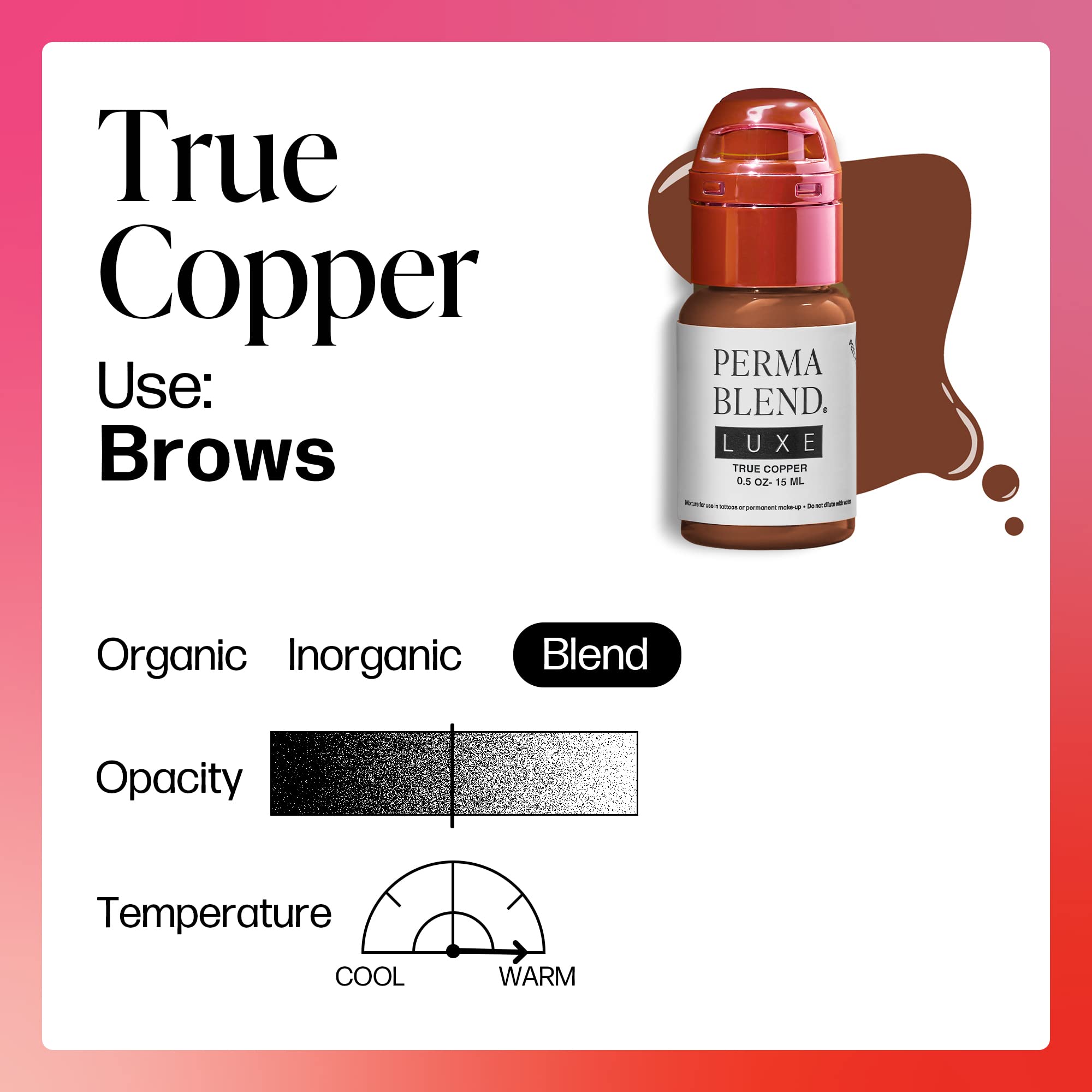 Perma Blend Luxe True Copper Pigment for Permanent Eyebrow Makeup – 15ml | Long-Lasting, Natural-Looking Brows for Microblading & Ombre Shading