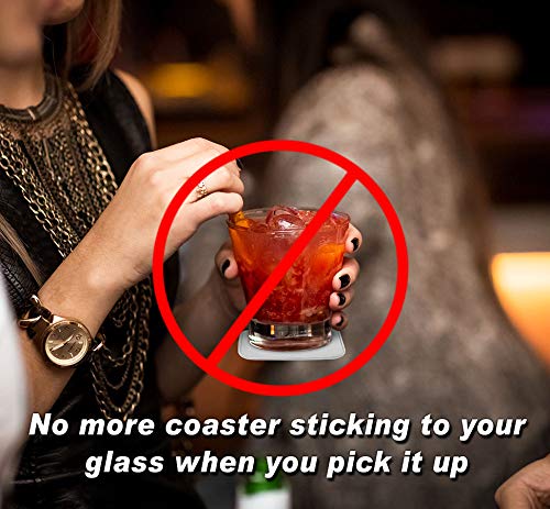 Premium Silicone Non-Slip Drink Coasters with Removable Absorbent Felt Pads - Set of 4 for Coffee, Wine & Beer - Perfect for Game Rooms, Bars & Home Decor - Durable Spill-Proof Cup Mats by Dan Morris