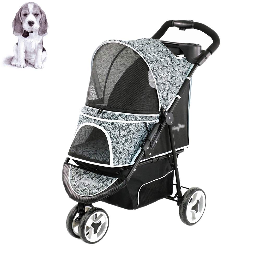Foldable 3-Wheel Pet Stroller for Dogs & Cats - Lightweight Outdoor Travel Carrier, Fashionable Gray Design (100x87x52cm) - Perfect for Park Walks, Vet Visits & Shopping Trips