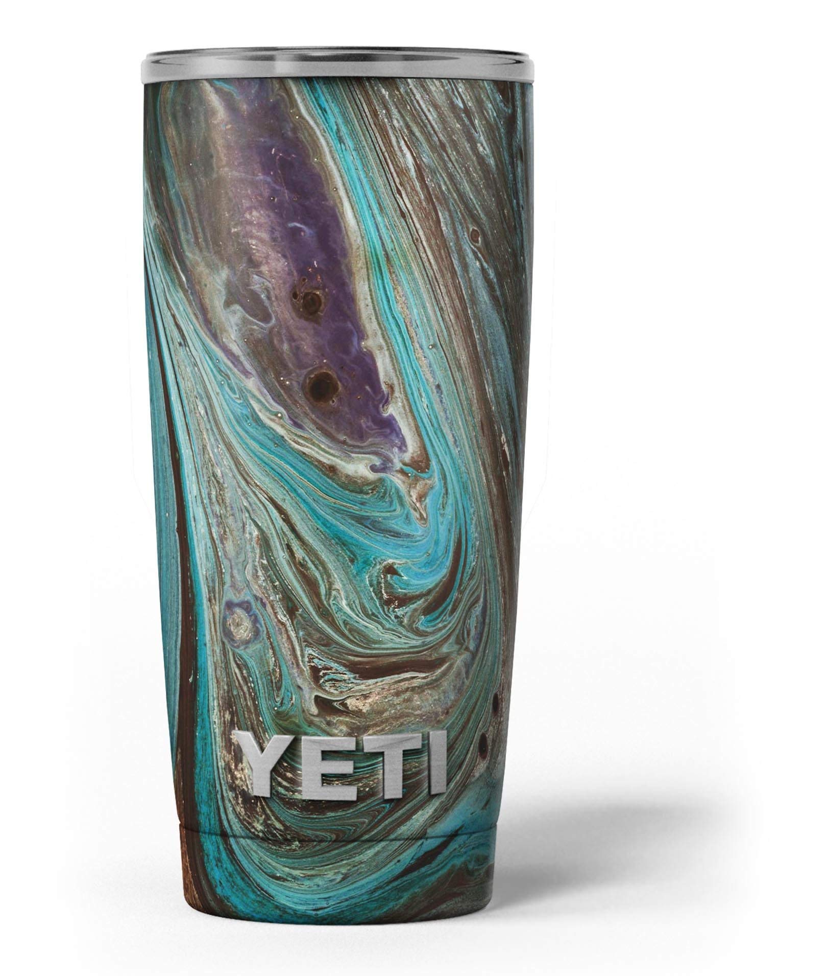 Swirling Dark Acrylic Marble Vinyl Wrap Kit for Yeti Rambler Tumbler & Cooler Cups - Waterproof Skin Decal Sticker for Customization - Perfect for Office, Travel, Gym and Outdoor Adventures