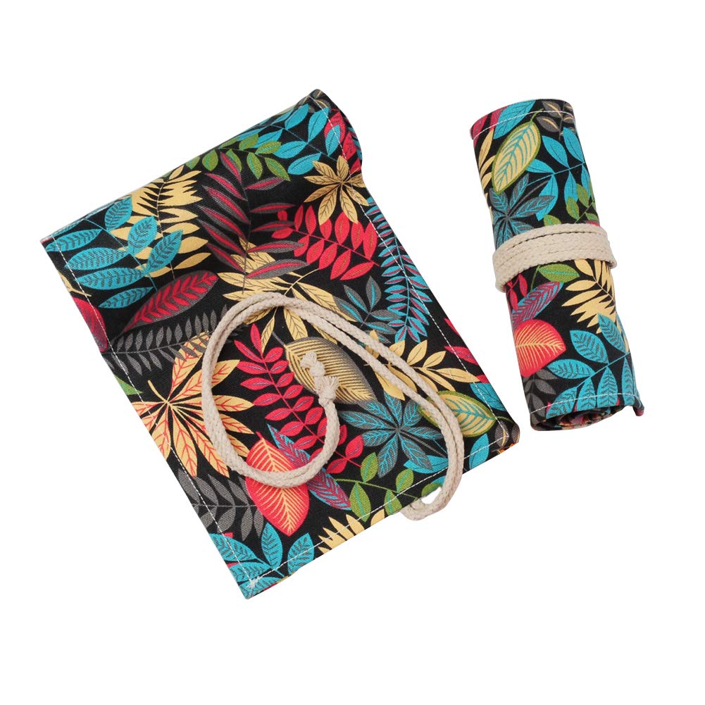 72-Piece Rustic Canvas Colored Pencil Roll Wrap - Portable Artist Pencil Case Organizer with Zipper (Forest Green) - Perfect for Drawing, Sketching & Art Supplies Storage On-The-Go