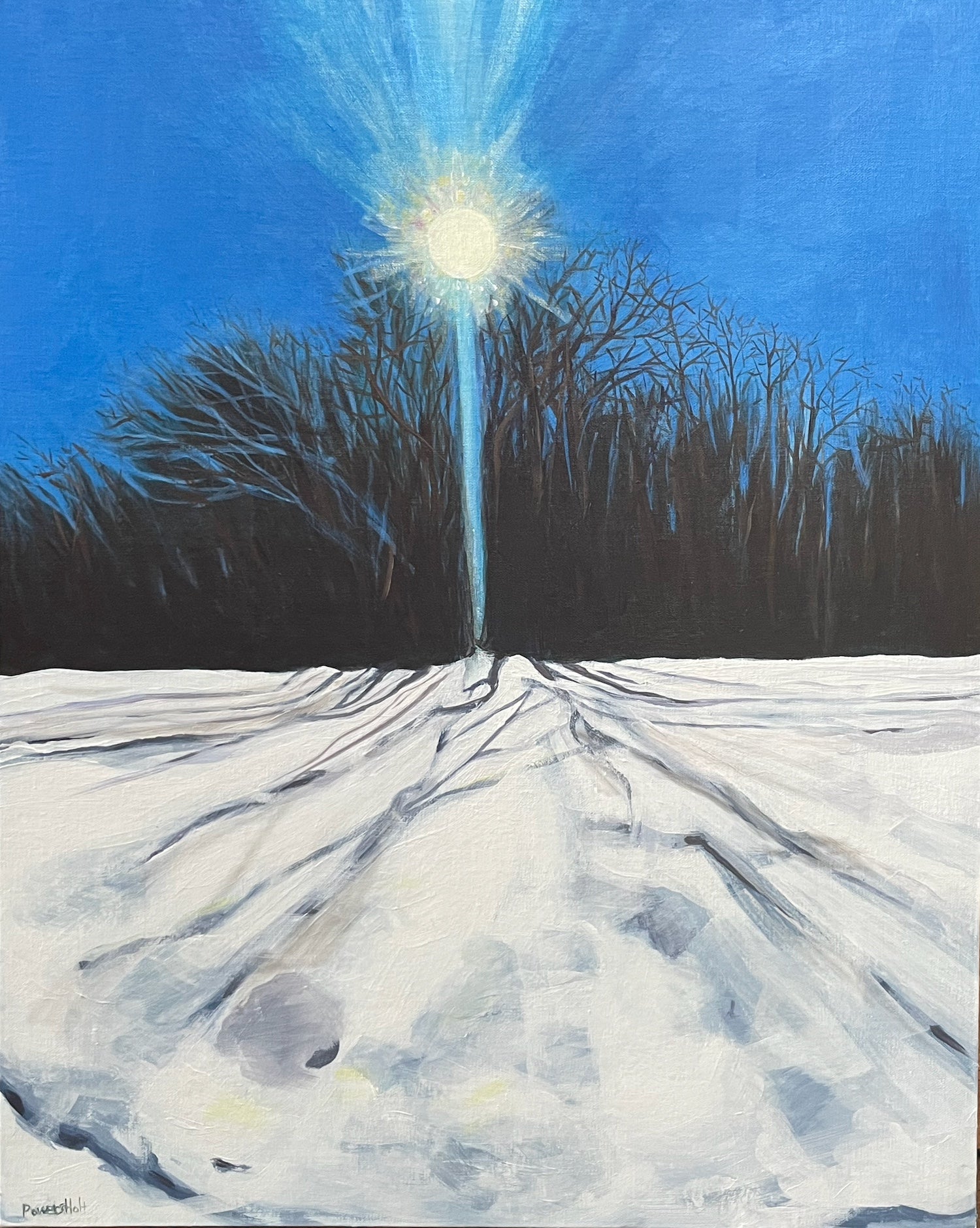 Mary Powers Holt: Swirling Snow and Sun, February - Vintage Art Print for Home Decor, Office Wall Art, and Winter-Themed Gift Ideas
