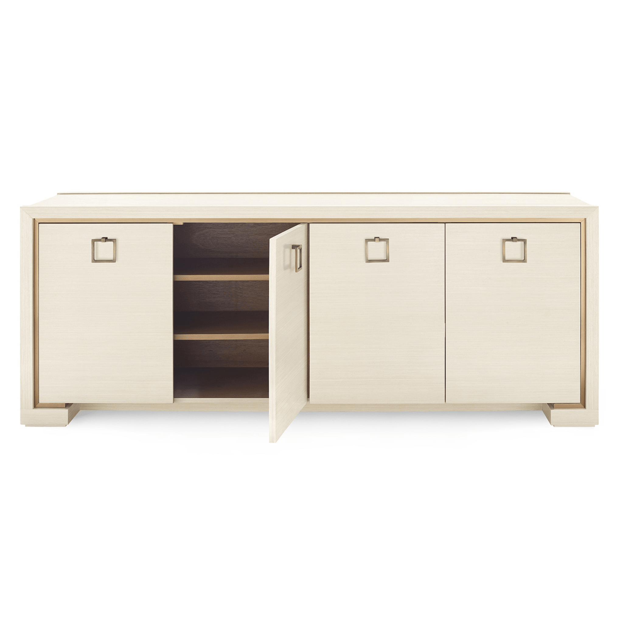 Blake Four Door Cabinet in Blanched Oak - Customizable Pull Options for Living Room, Bedroom & Office Storage