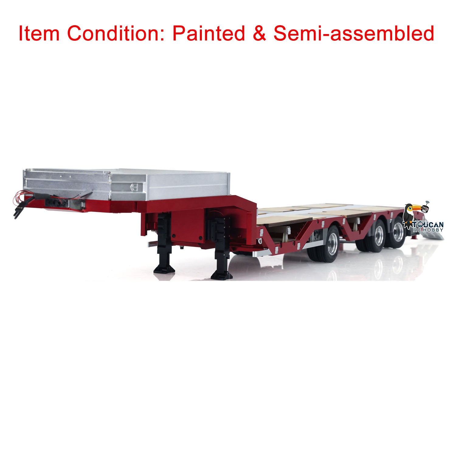 1/14 Scale 3 Axles Extendible Metal Trailer for RC Tractor Truck & Car Models - Assembled & Painted (103x20x8cm) - Perfect for RC Construction Sites, Farm Scenes & Truck Shows