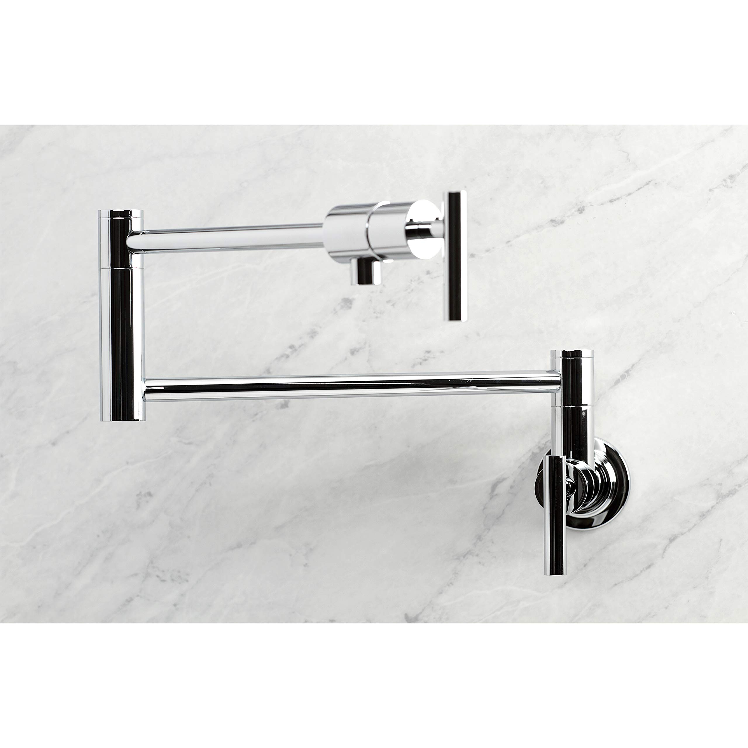 Kingston Brass KS4101CML Manhattan Wall Mount Pot Filler Faucet - Polished Chrome Finish - Ideal for Kitchen Sink & Cooking Area