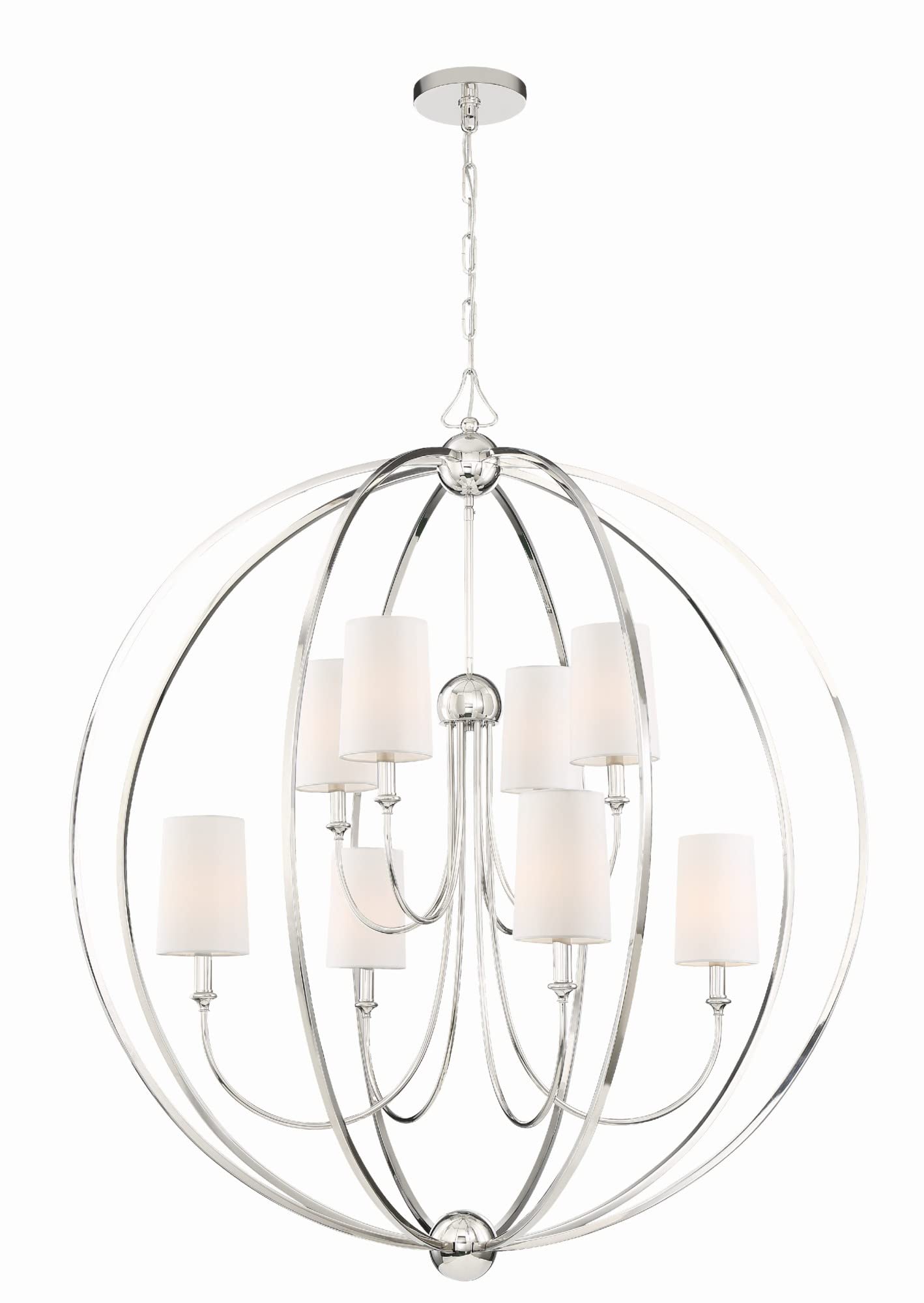 Crystorama Libby Langdon Sylvan 8-Light Polished Nickel Chandelier - Elegant Dining Room Lighting Fixture for Modern Home Decor