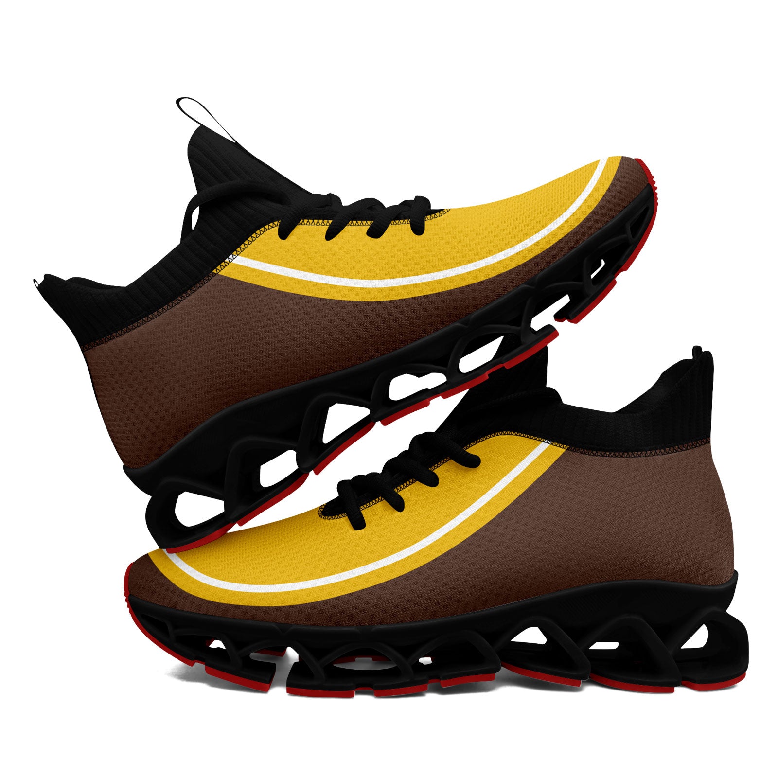 Custom Brown & Yellow Maxsoul Personalized Sneakers - Breathable Comfort Shoes for Men & Women (FN030XD D020388) - Perfect for Running, Gym Workouts & Casual Streetwear Fashion