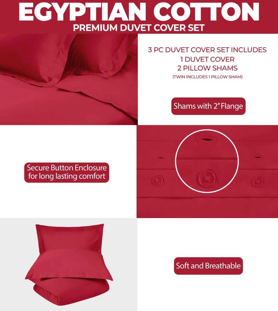 Premium 100% Egyptian Cotton Duvet Cover Set - 300 Thread Count, Breathable & Soft Bedding for All Seasons - Perfect for Master Bedroom, Guest Room & Luxury Hotels