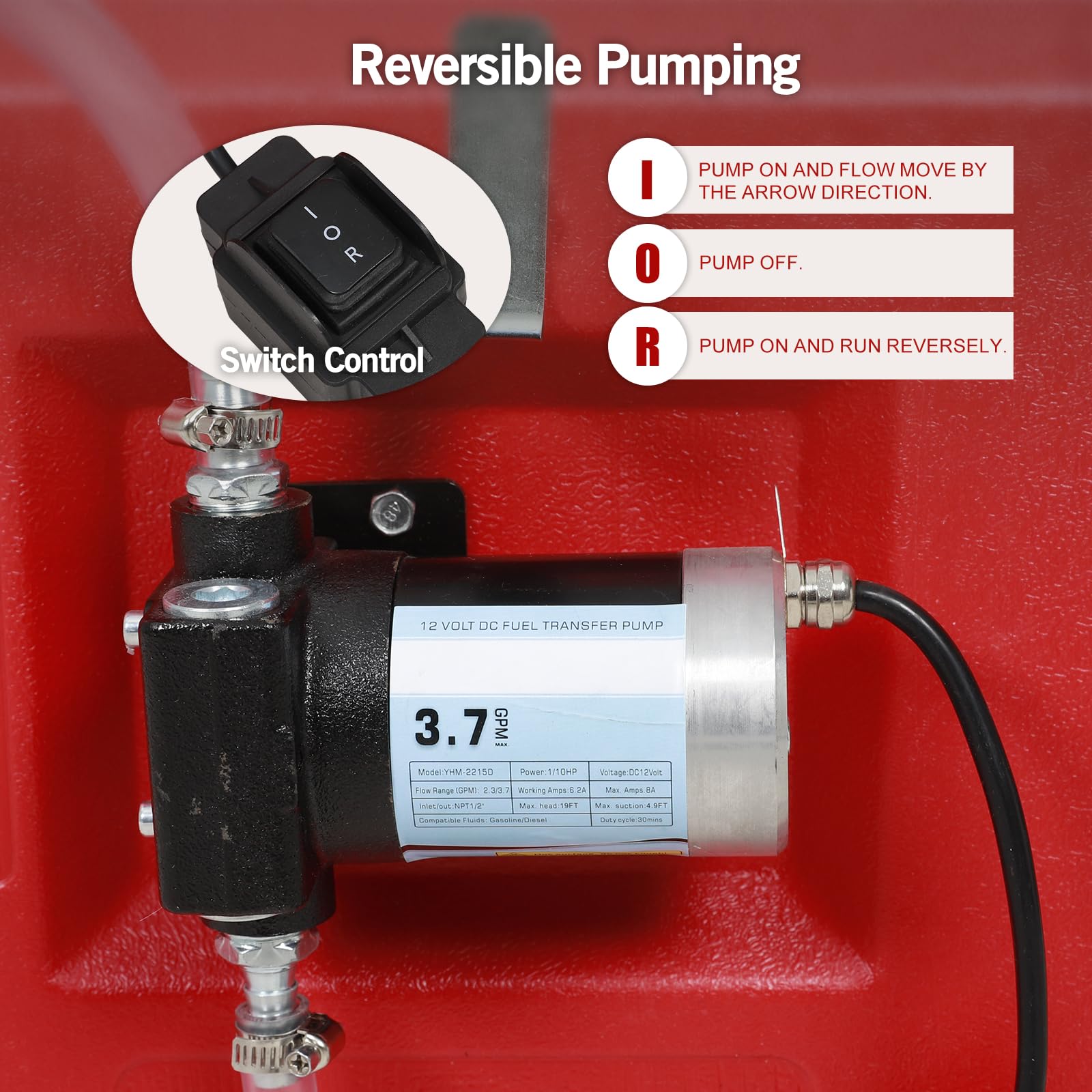 13 Gallon Portable Fuel Caddy Tank with 12V DC Electric Pump - Gas & Diesel Transfer with Reversible Flow, Overheat Protection & Switch Control - Adjustable Handle & Heavy-Duty Wheels - Ideal for Construction Sites, Farms & Emergency Fuel Storage