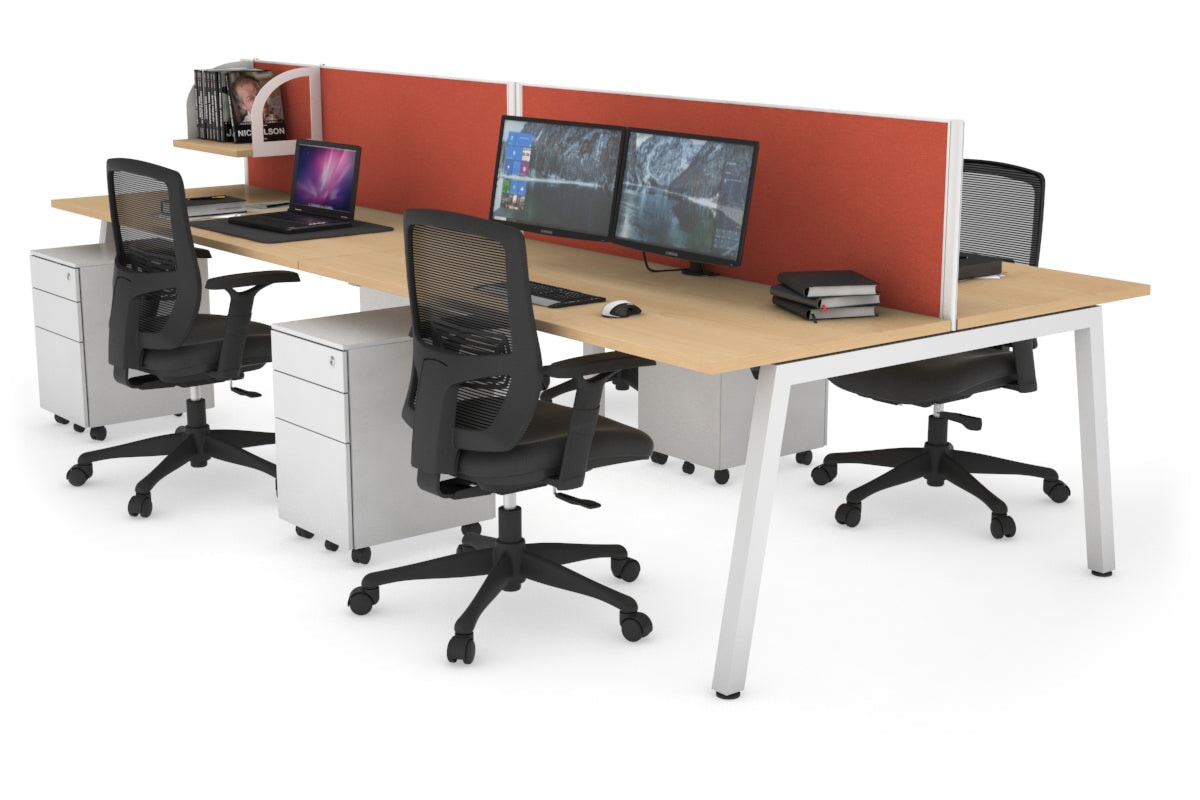 Quadro 4-Person Office Workstation Desk - 1200L x 700W Dimensions - Perfect for Team Collaboration, Open Office Spaces & Coworking Environments