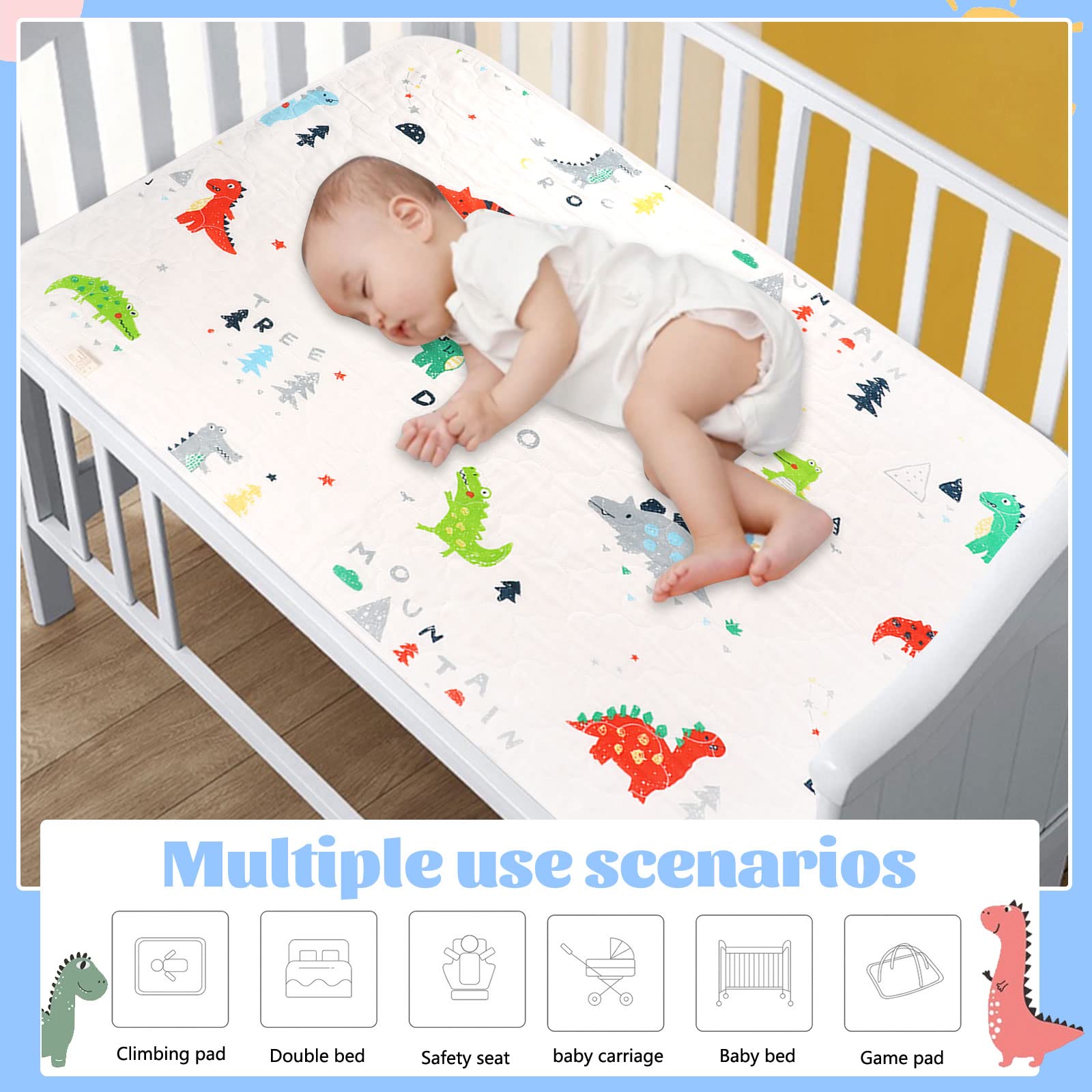 **Thboxes Waterproof Dinosaur Potty Training Bed Pad - 70x90cm Toddler Bed Wetting Protector for Single Size Beds - Soft & Absorbent Mattress Cover for Kids - Ideal for Daytime Naps & Overnight Protection**