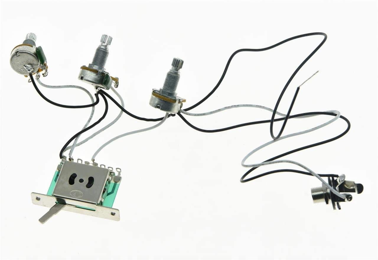 Dopro Guitar Prewired Wiring Harness with Alpha 500K Mini Pots - 1 Volume, 2 Tone, 5-Way Switch for Stratocaster - Perfect for DIY Guitar Upgrades & Repairs