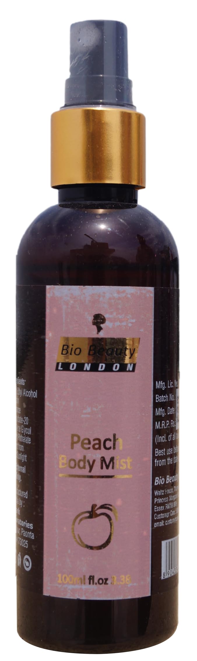 BIO BEAUTY Natural Peach Body Mist - 100ml Perfume Spray | Long-Lasting Fragrance for Women, Daily Use & Special Occasions