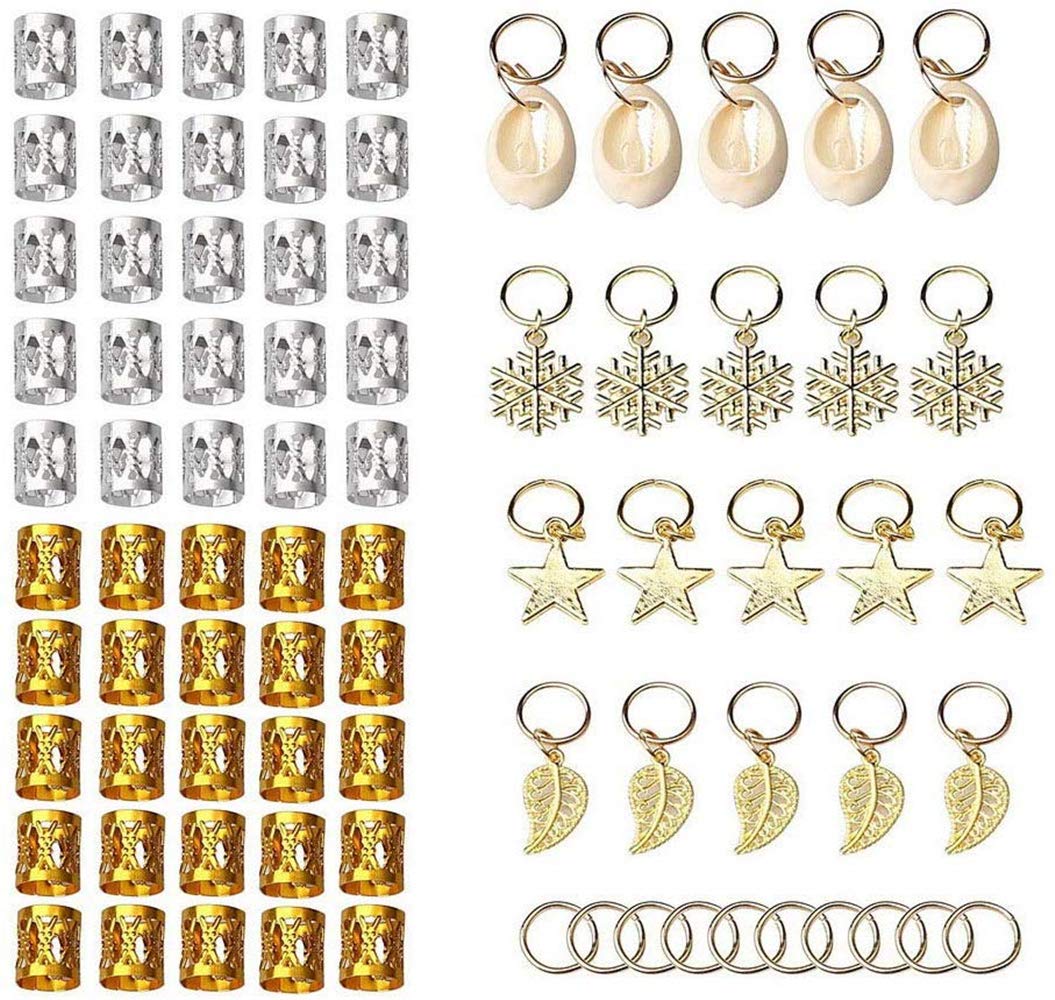 80pcs Aluminum Dreadlock Beads & Metal Braid Cuffs - Hair Braid Rings & Clips for Natural Hair, Locs, Twists - Perfect for Boho, Festival & Everyday Hair Decorations