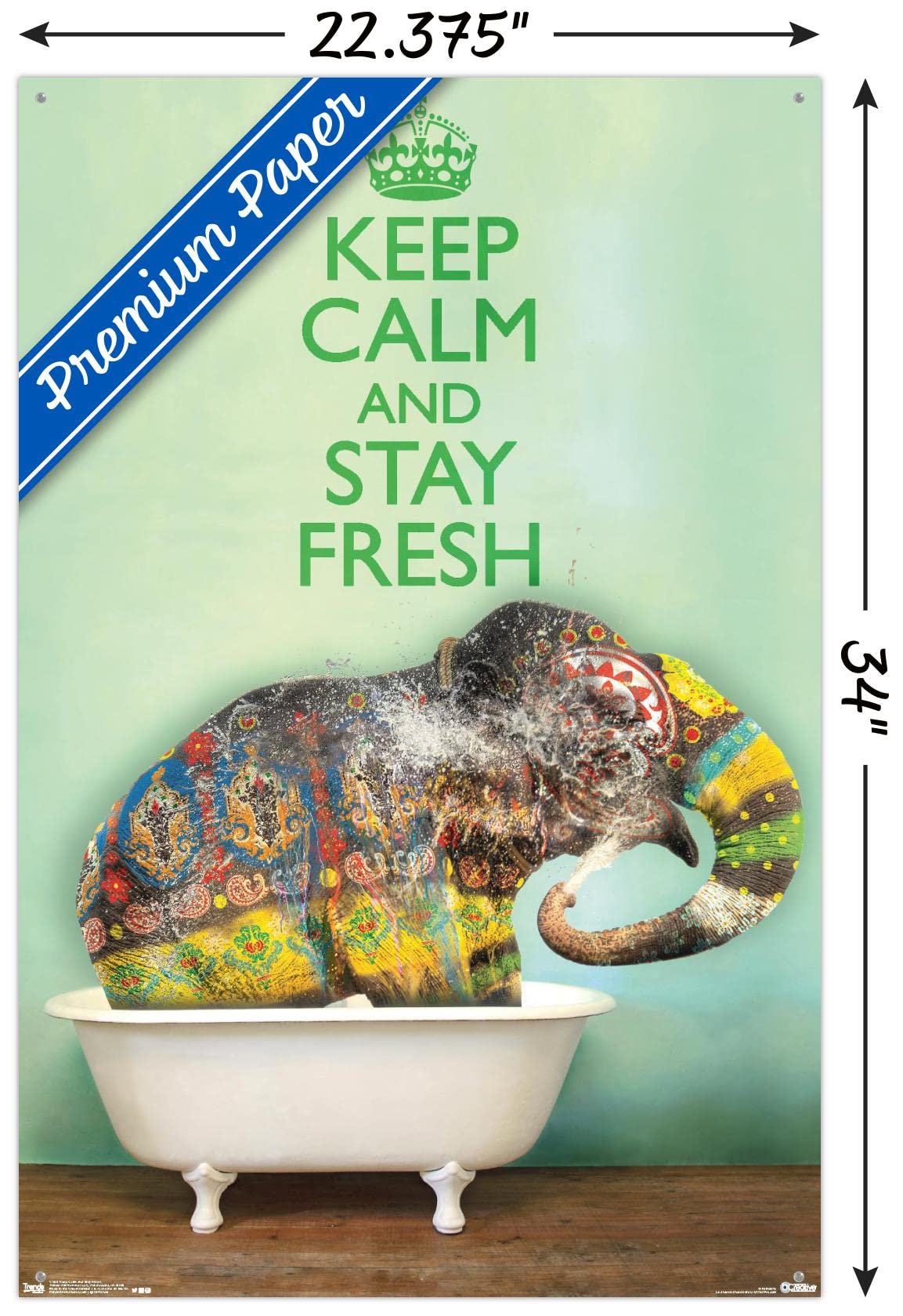 Keep Calm And Stay Fresh Motivational Wall Poster with Push Pins - Perfect for Office, Classroom & Home Decor Inspiration