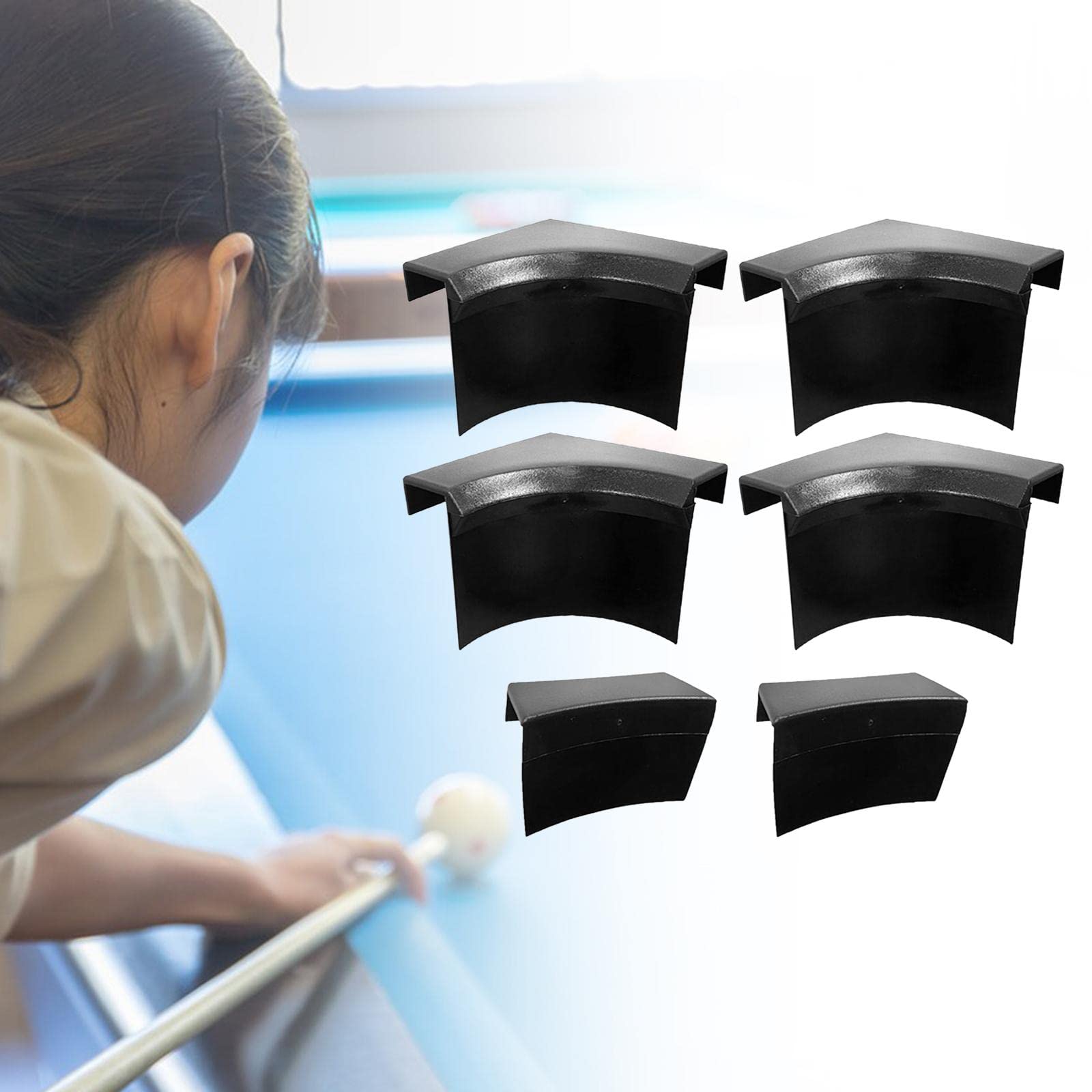 6-Piece Billiards Table Pocket Liner Set - Black Replacement Pool Table Liners (4 Corner + 2 Side) for Snooker & Pool Tables - Perfect for Home Game Rooms, Bars, and Professional Billiards Maintenance