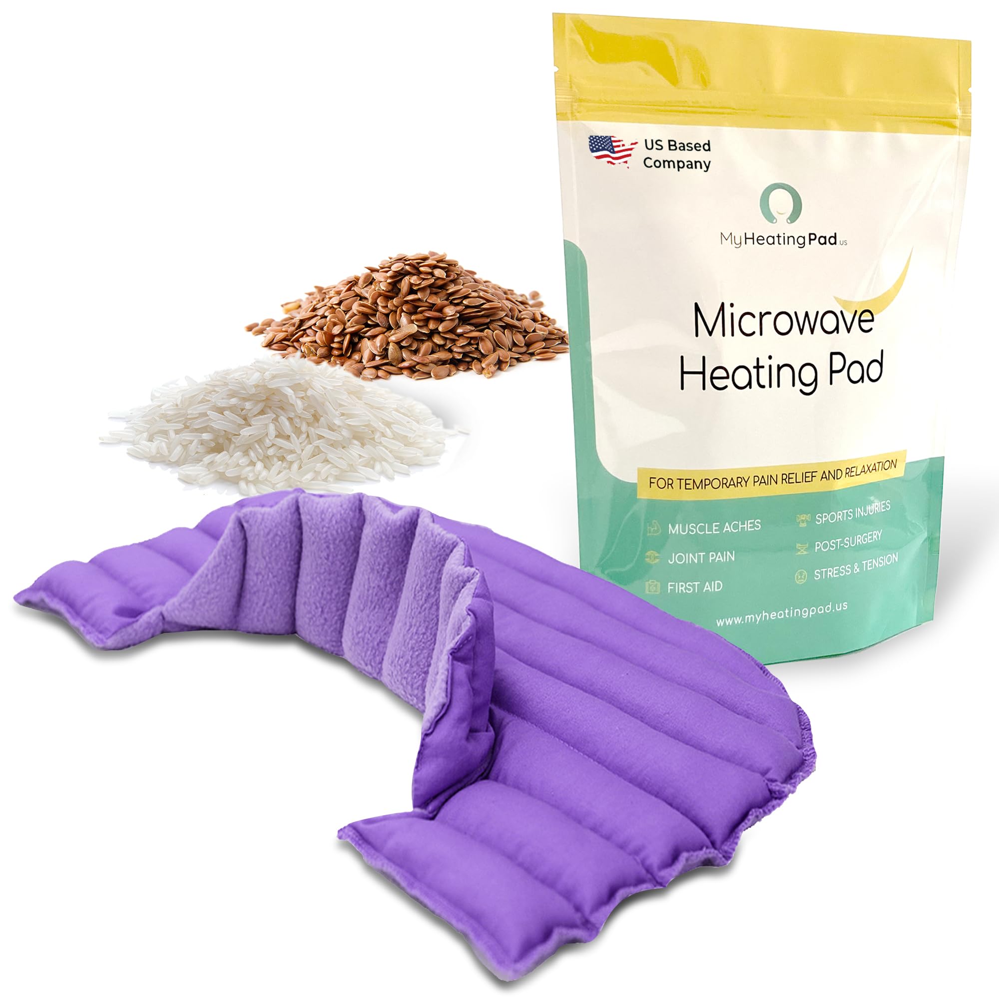 Microwavable Heating Pad for Neck and Shoulder Pain Relief - Large Portable Heat Wrap with Soothing Lavender Scent - Perfect for Relaxation, Muscle Pain, Stress Relief at Home, Office or Travel - 1 Pack Purple