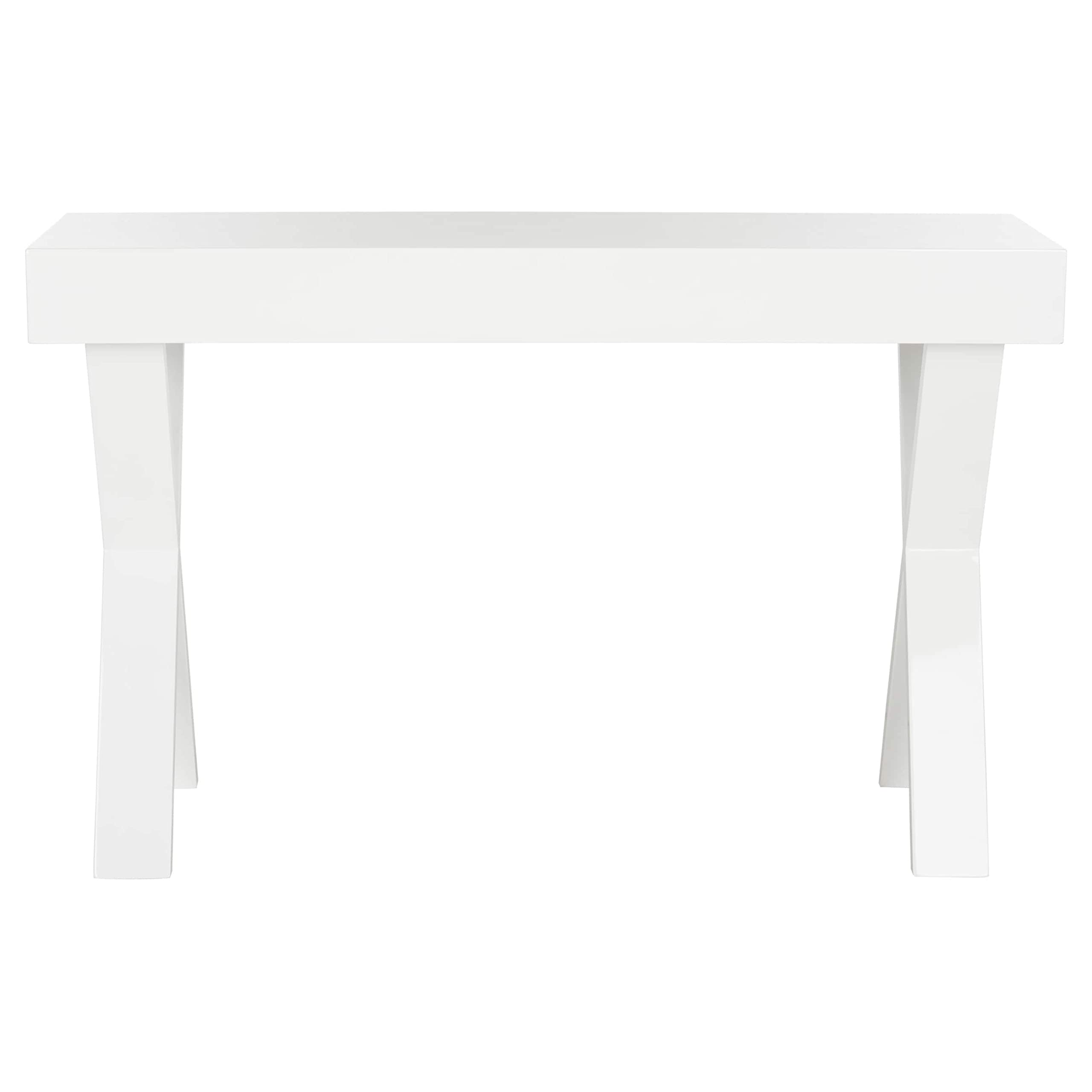 Safavieh Alessia White Lacquer Vanity Desk with 1 Drawer - Modern Dressing Table for Bedroom, Makeup & Beauty Station - Perfect for Home Office & Small Spaces