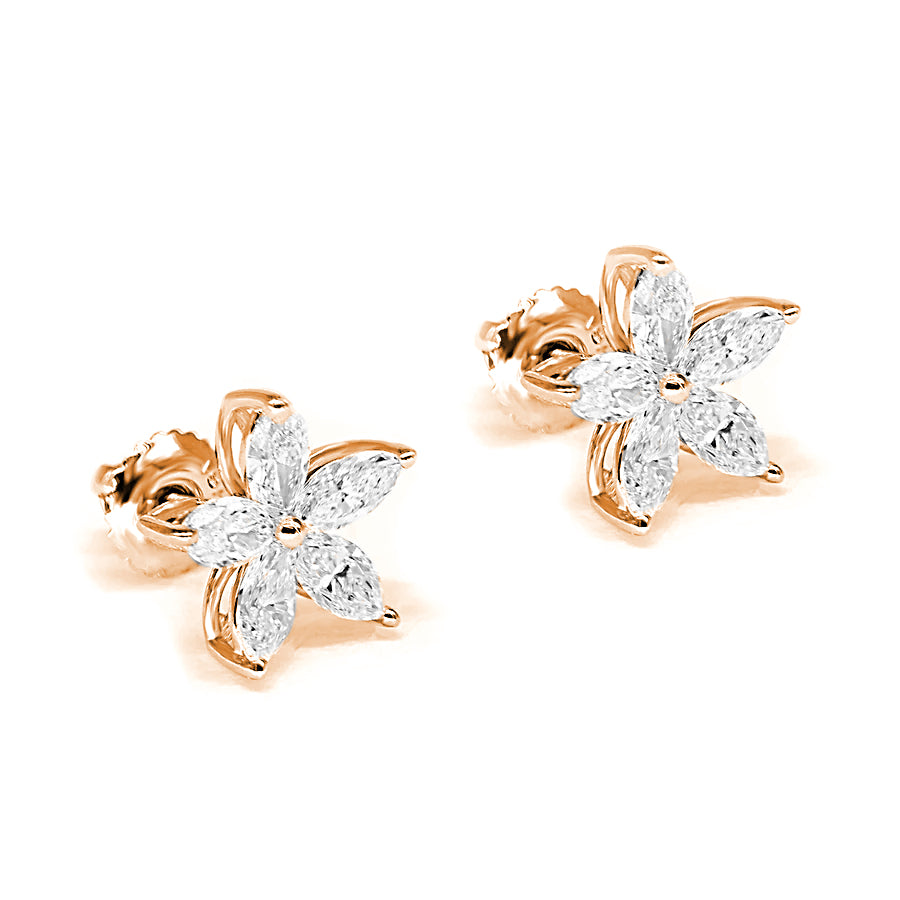 1.50 Carat Marquise Cut Diamond Flower Earrings for Women - Elegant Dangle Earrings for Weddings, Parties & Special Occasions