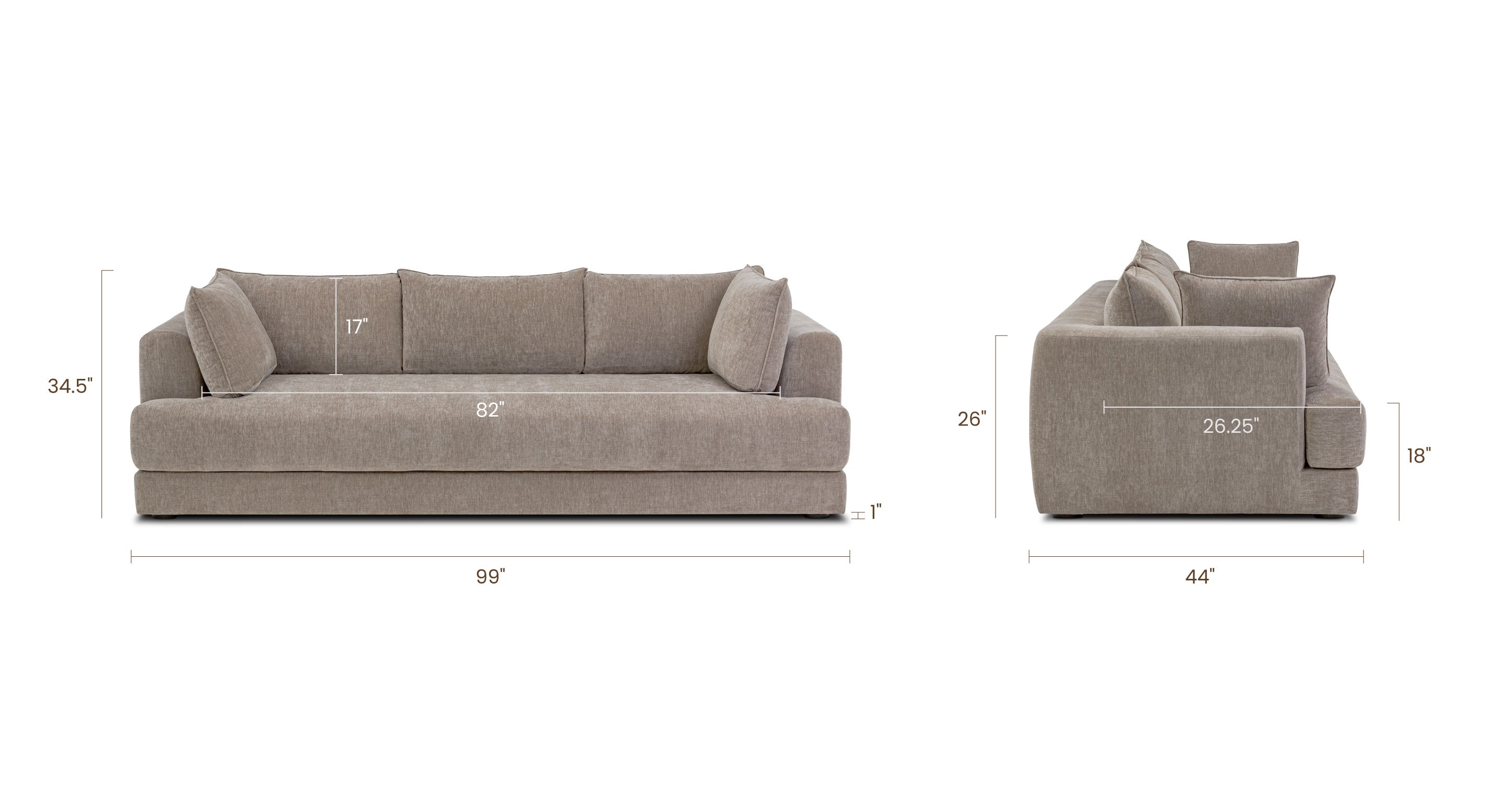 Marcel 99 Sofa - Modern 3-Seater Couch with Premium Fabric for Living Room, Lounge & Home Theater Comfort