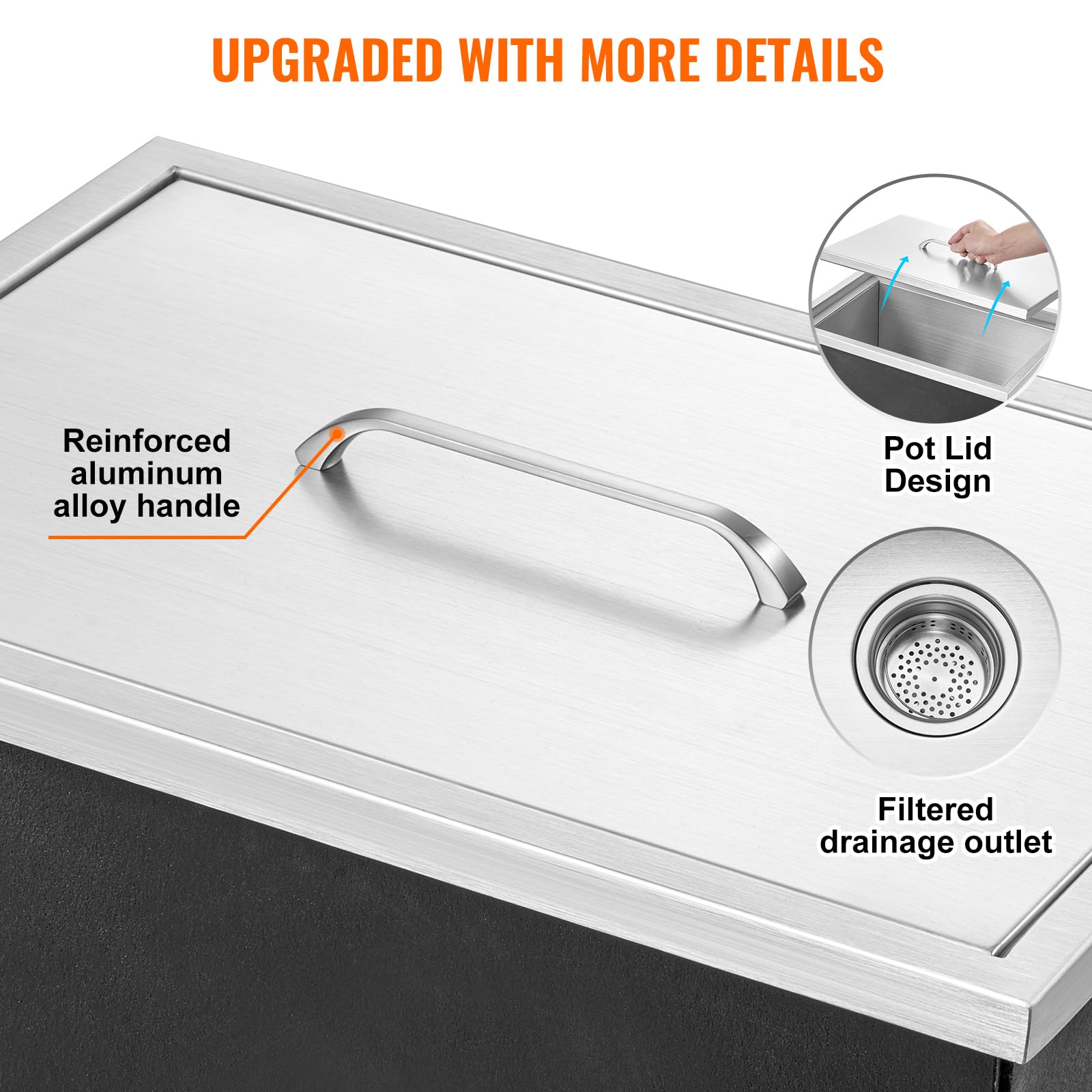 VEVOR 40 Quart Stainless Steel Drop-In Ice Chest Cooler - 20