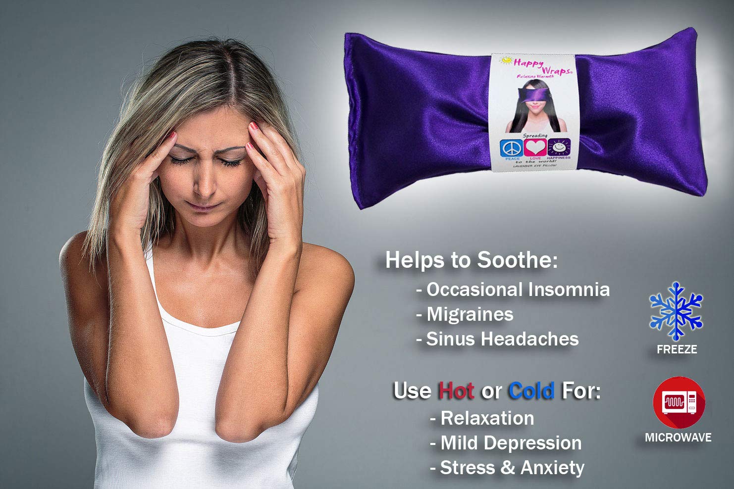 Lavender Weighted Eye Pillow - Hot & Cold Therapy for Yoga, Sleep, Relaxation, Stress & Migraine Relief - Aromatherapy Gifts for Women, Teachers, Birthday - Made in USA by Happy Wraps - Perfect for Meditation, Spa Days & Travel