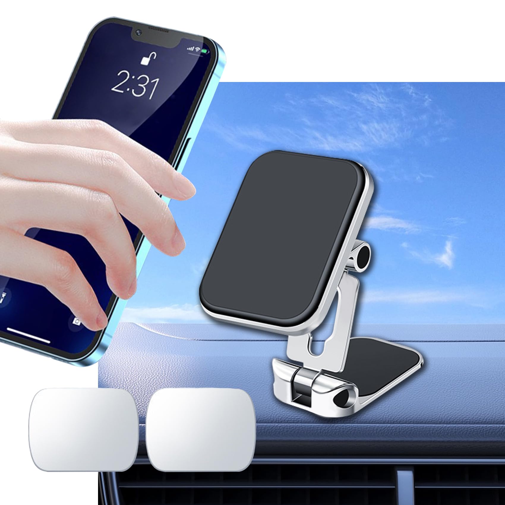 Mearo 360° Adjustable Magnetic Car Phone Mount, Universal Dashboard Phone Holder Stand for iPhone, Samsung & Smartphones, Perfect for Safe Driving & Hands-Free Navigation