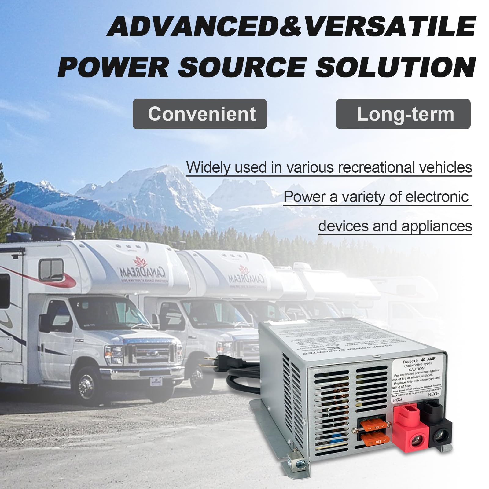 WF-9865 65 Amp RV Power Converter/Charger - Replacement for 9800 Series - 12V DC to 110V AC Power Supply for RV Trailers & Campers - Perfect for Off-Grid Living & Road Trips