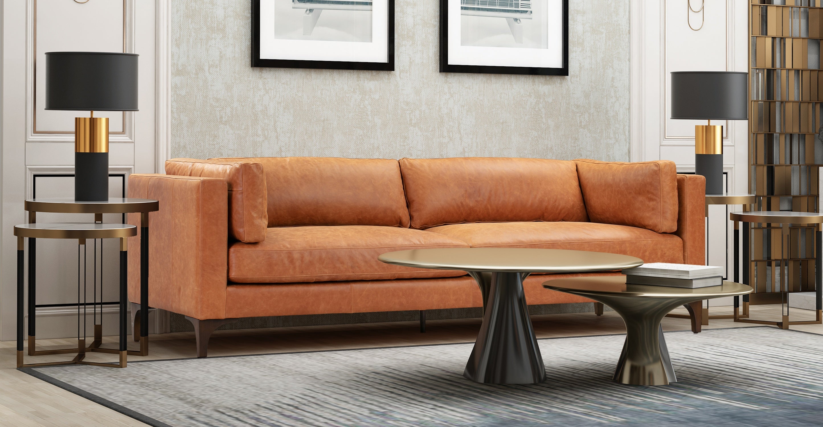 Premium Argan Leather Sofa - Luxurious Genuine Leather Couch for Living Room, Office & Lounge - Modern Comfortable Sectional Sofa for Home Decor