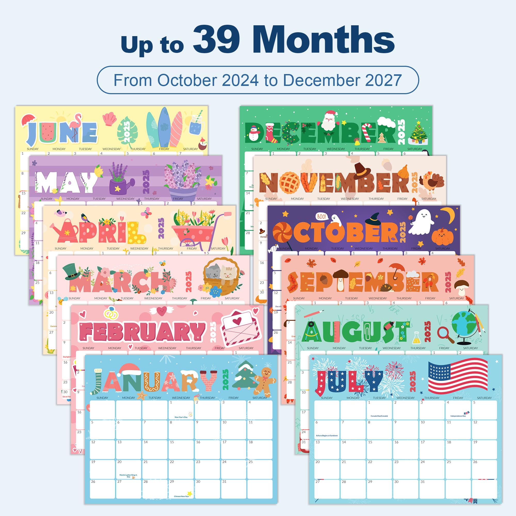 SUNEE Magnetic Refrigerator Calendar 2025-2027 (8.5