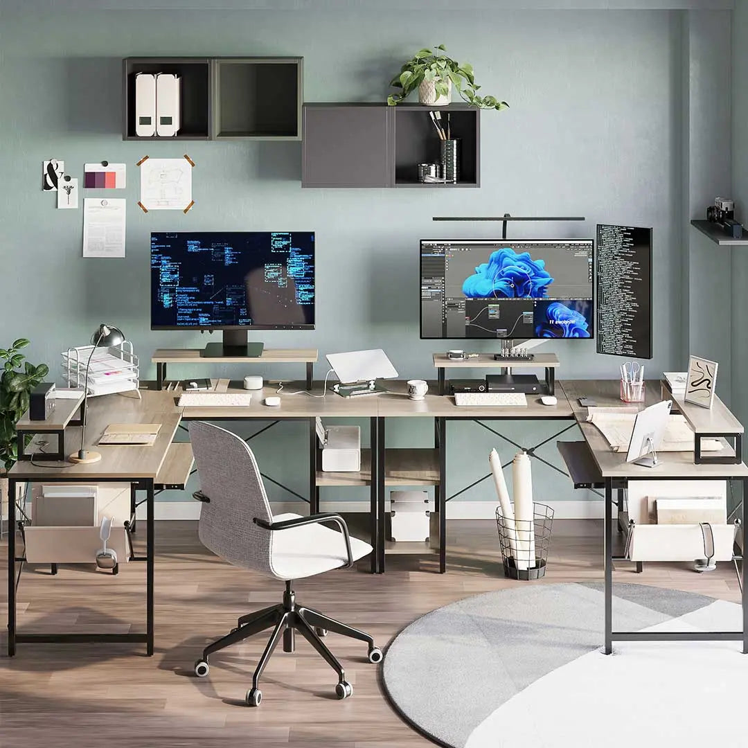 Bestier L-Shaped Computer Desk with Keyboard Tray - Ergonomic Home Office Desk for Gaming & Work - Perfect for Small Spaces & Corner Setups