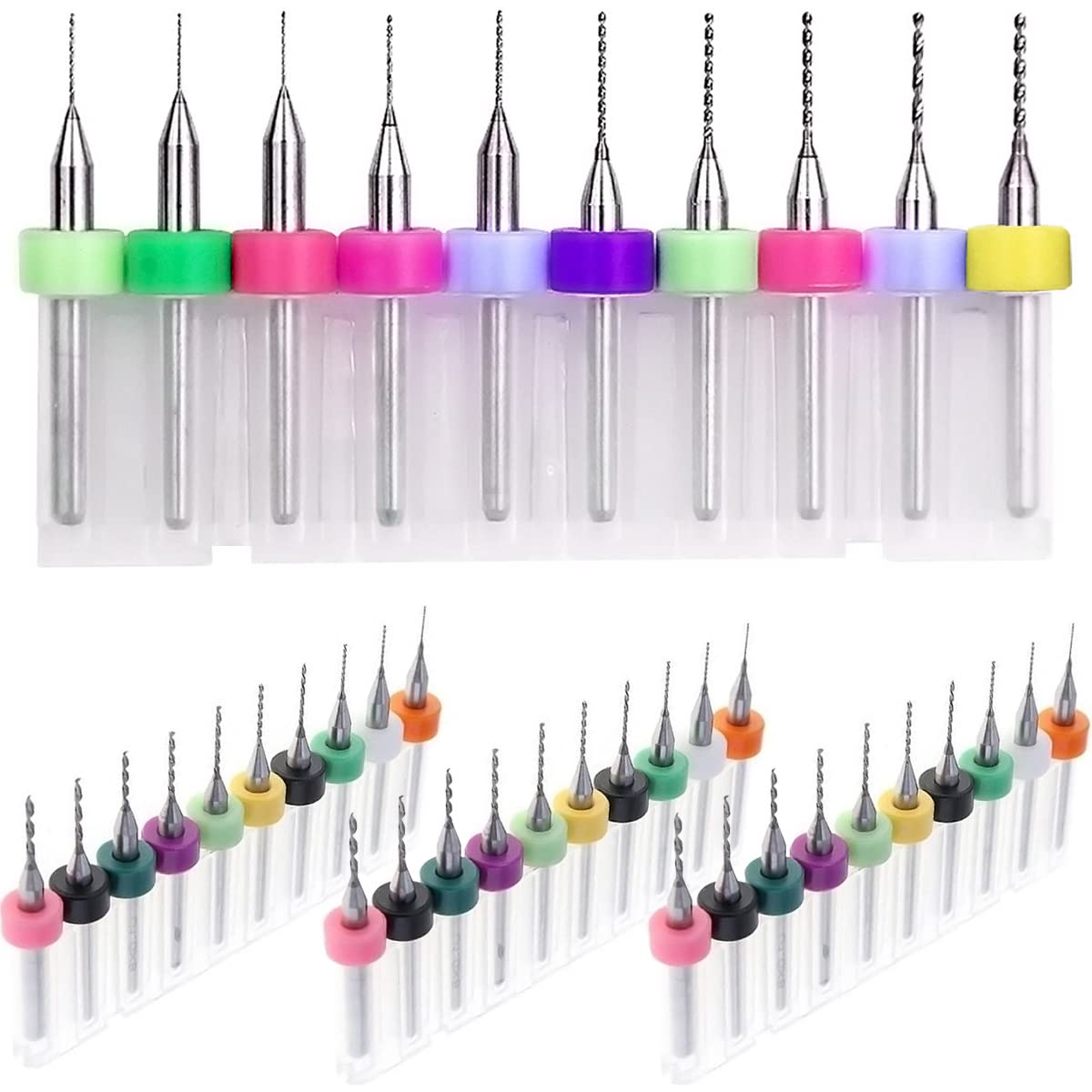 0.1-1.0mm Mini Micro Carbide PCB Drill Bits Set - 40 PCS Spiral Flute Rotary Engraving Tools for Circuit Boards, Jewelry Making & CNC Projects | Precision Drilling for DIY Electronics & Crafting