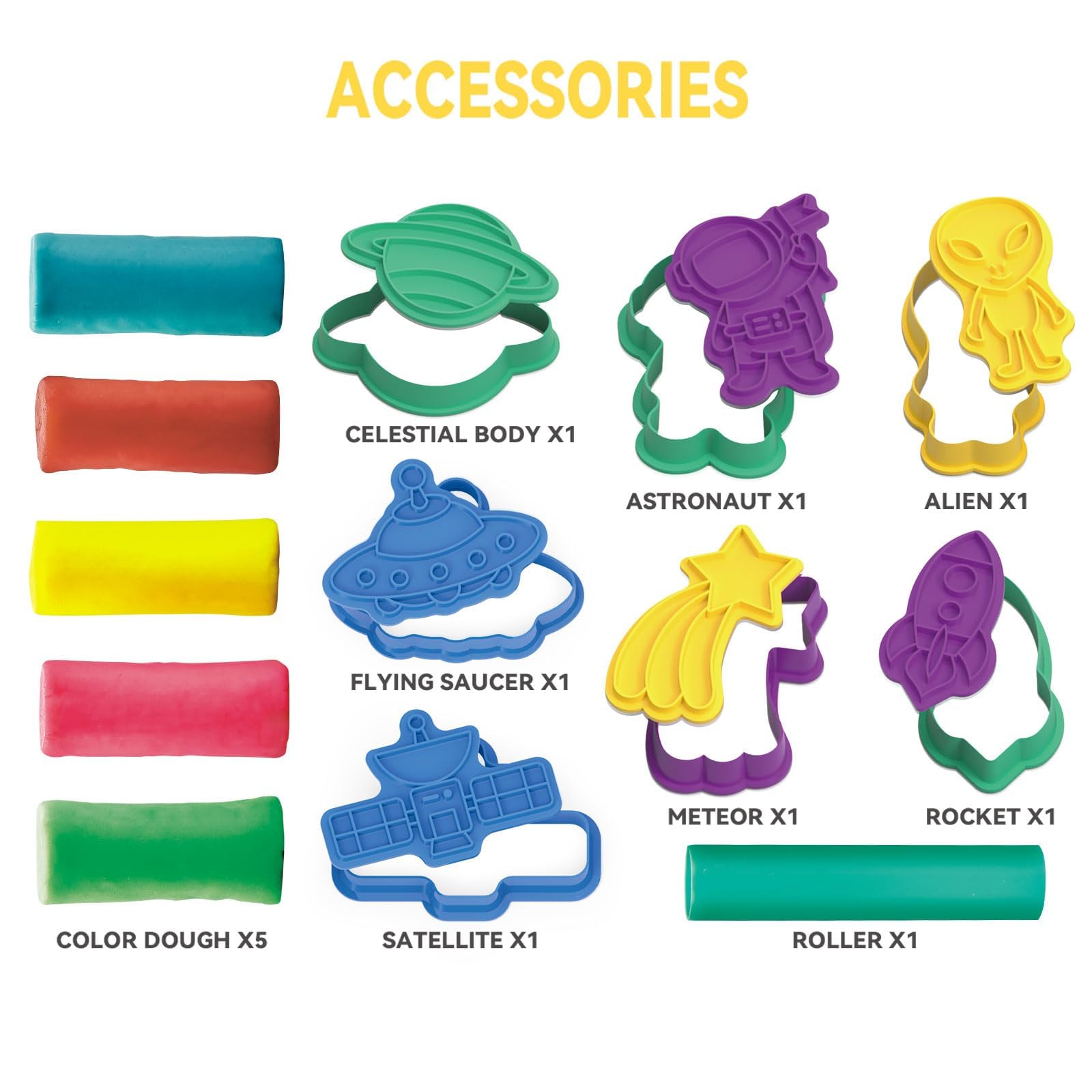 Dinosaur & Aerospace Play Dough Set for Kids Ages 2-8 - 23-Piece Non-Toxic Modeling Clay Kit with Tools for Creative Play - Perfect for Preschool Learning, Sensory Development & Birthday Gifts