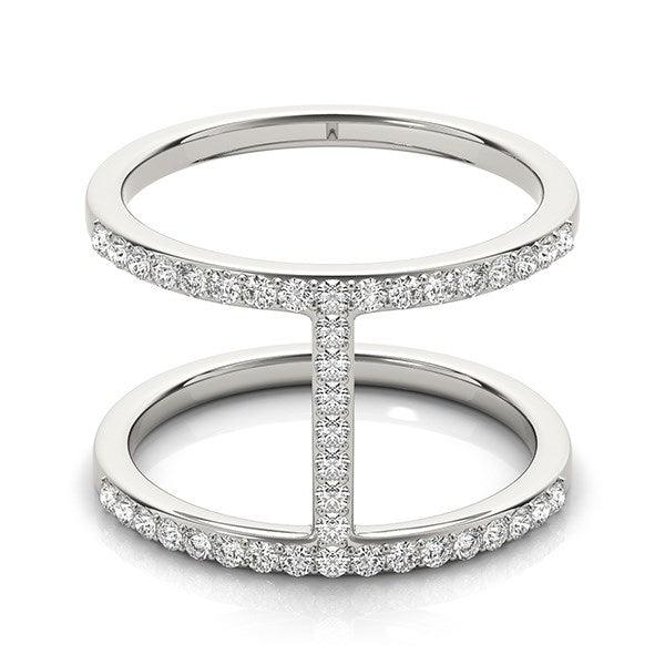 14K White Gold Dual Band Bridge Style Diamond Ring (3/8 CTTW) - Elegant Wedding Band, Anniversary Gift for Her, Perfect for Bridal Jewelry & Special Occasions