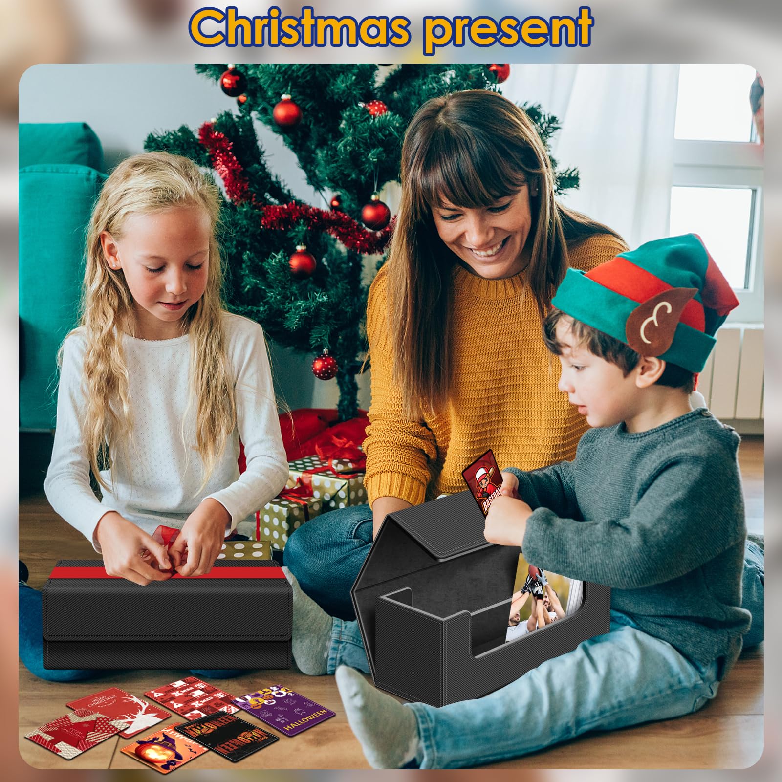 Premium 600-Capacity Leather Trading Card Storage Box with Magnetic Closure - Fits MTG, Pokemon, Sports & Standard Game Cards - Durable Black Deck Case for Collectors & Players - Perfect for Home, Travel & Tournaments