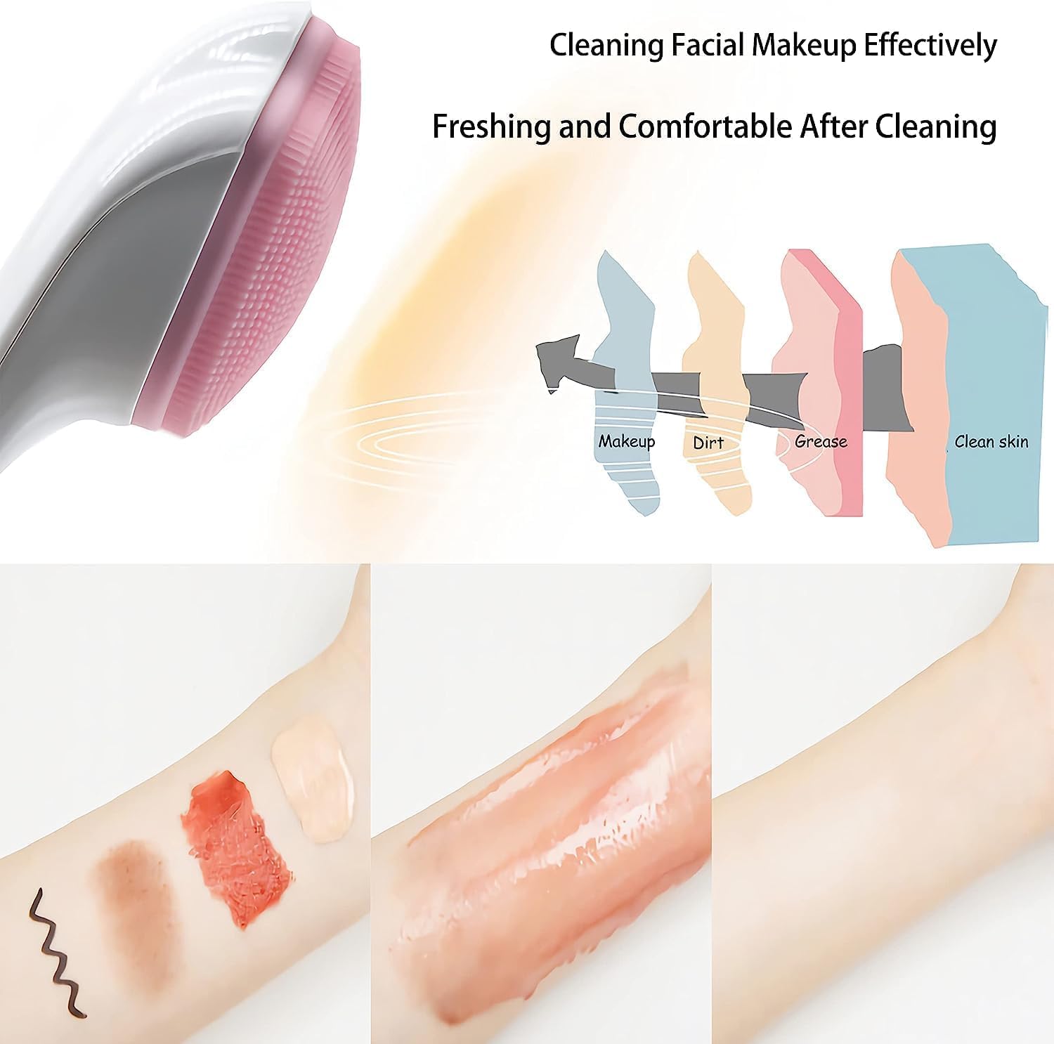 VEZZLE Silicone Facial Cleansing Brush - Gentle Manual Exfoliator with Soft Bristles for Sensitive Skin - Easy to Clean Face Scrubber for Daily Skincare Routine - Perfect for Makeup Removal & Deep Cleansing at Home or Travel