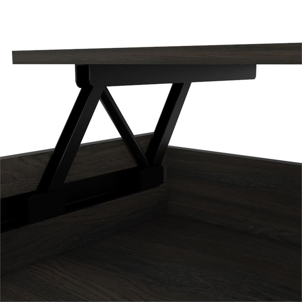 Pemberly Row Espresso Coffee Table with Wheels - Perfect for Living Room, Office, and Small Spaces