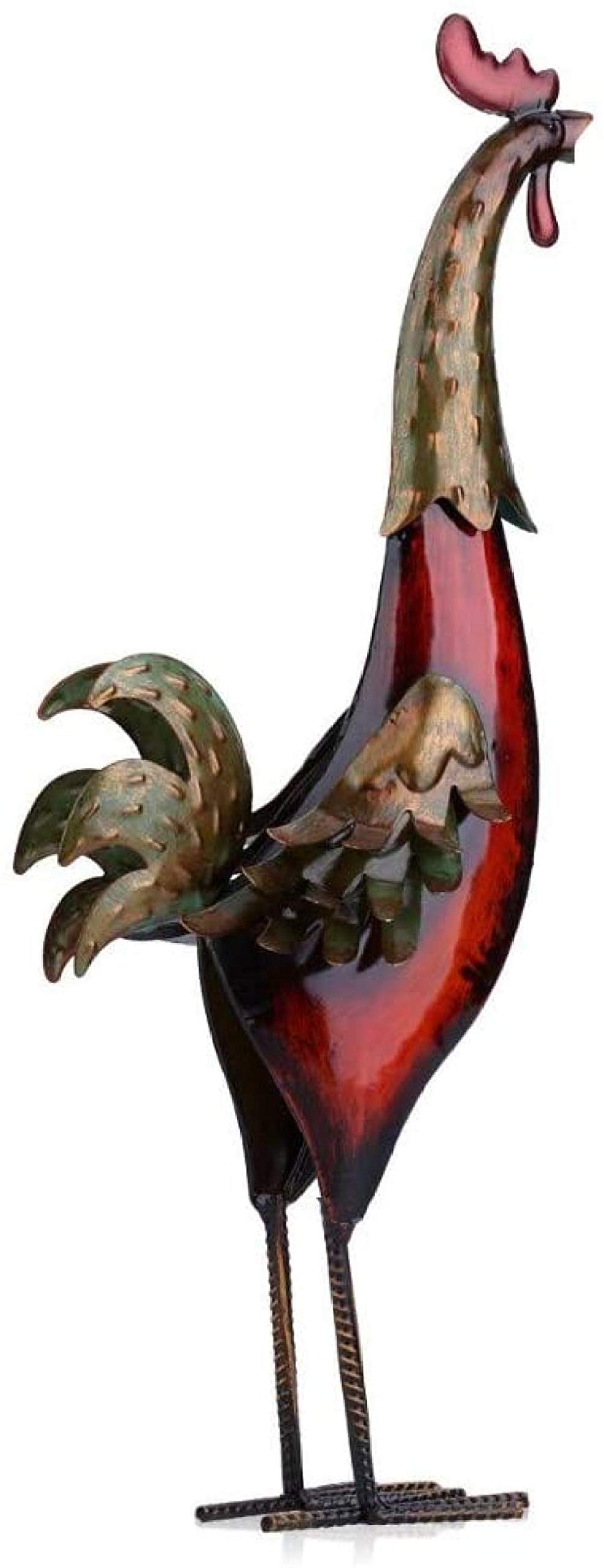 Vibrant Multicolor Iron Rooster Statue - Handcrafted Metal Sculpture for Home Decor, Garden & Office Ornament | Unique Gift Idea for Rooster Lovers