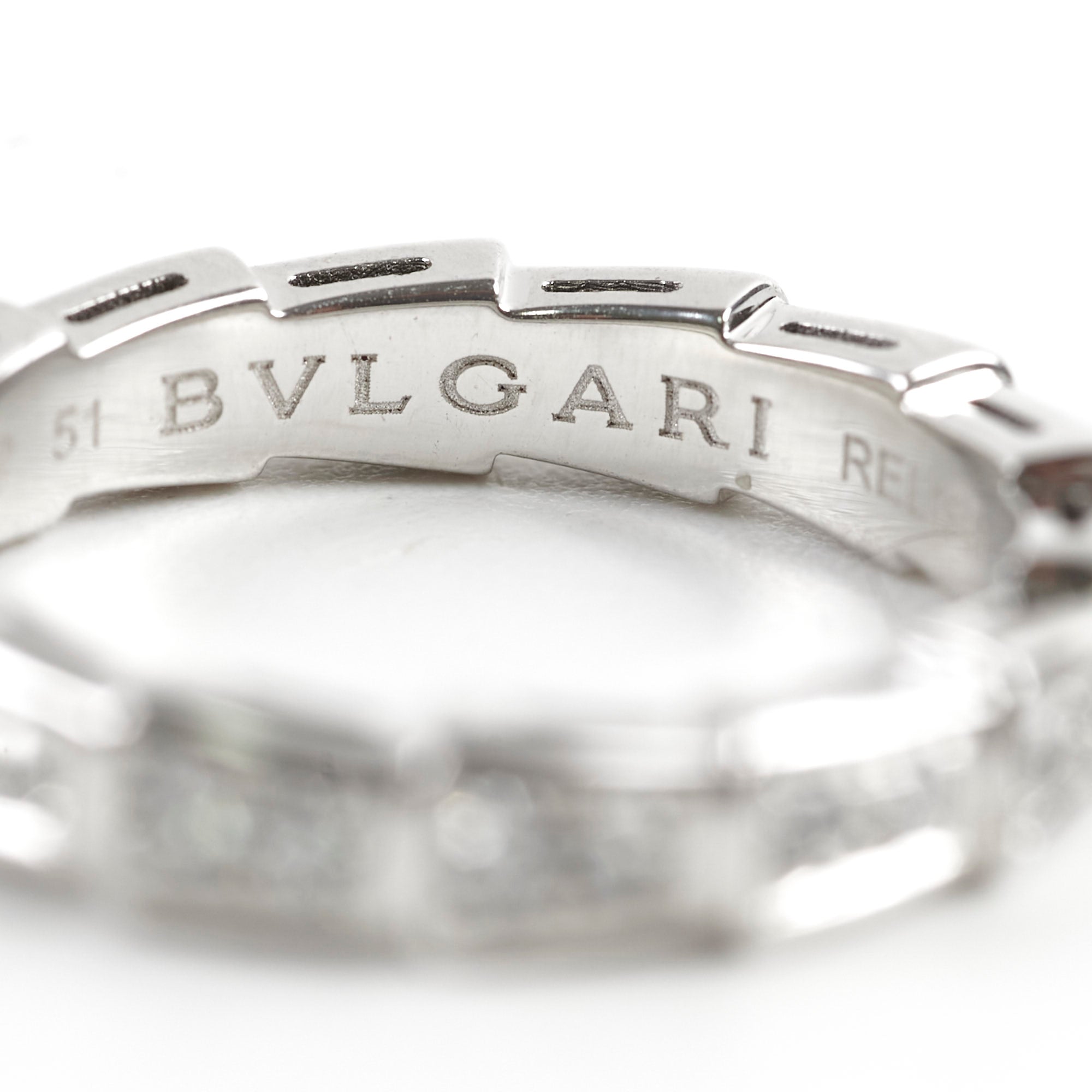 Bvlgari Serpenti Viper Ring in White Gold with Diamonds - Size 51 | Luxury Jewelry for Women, Perfect for Weddings, Parties & Special Occasions