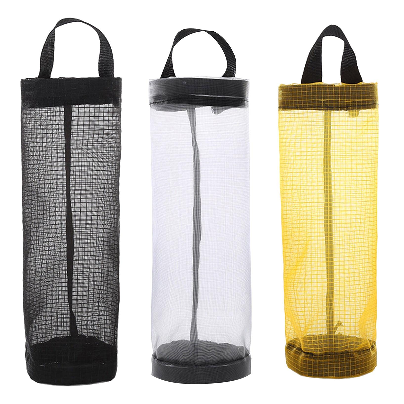 Dazeni Mesh Bag Holder - Foldable Washable Kitchen Storage for Plastic Bags (2 Pack, Gray) - Perfect for Pantry & Trash Organization