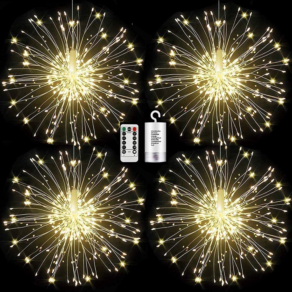 FOOING 4 Pack LED Fairy Lights - 8 Modes with Remote for Wedding Party Garden Decoration