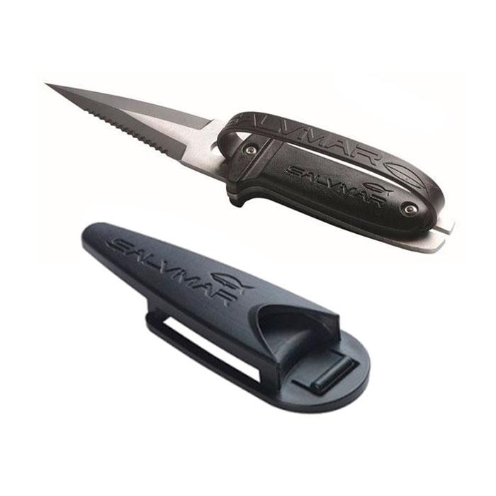 Salvimar ST BLADE Black Spearfishing Knife - High Carbon Steel Blade, Corrosion Resistant - Perfect for Underwater Hunting, Diving & Marine Activities